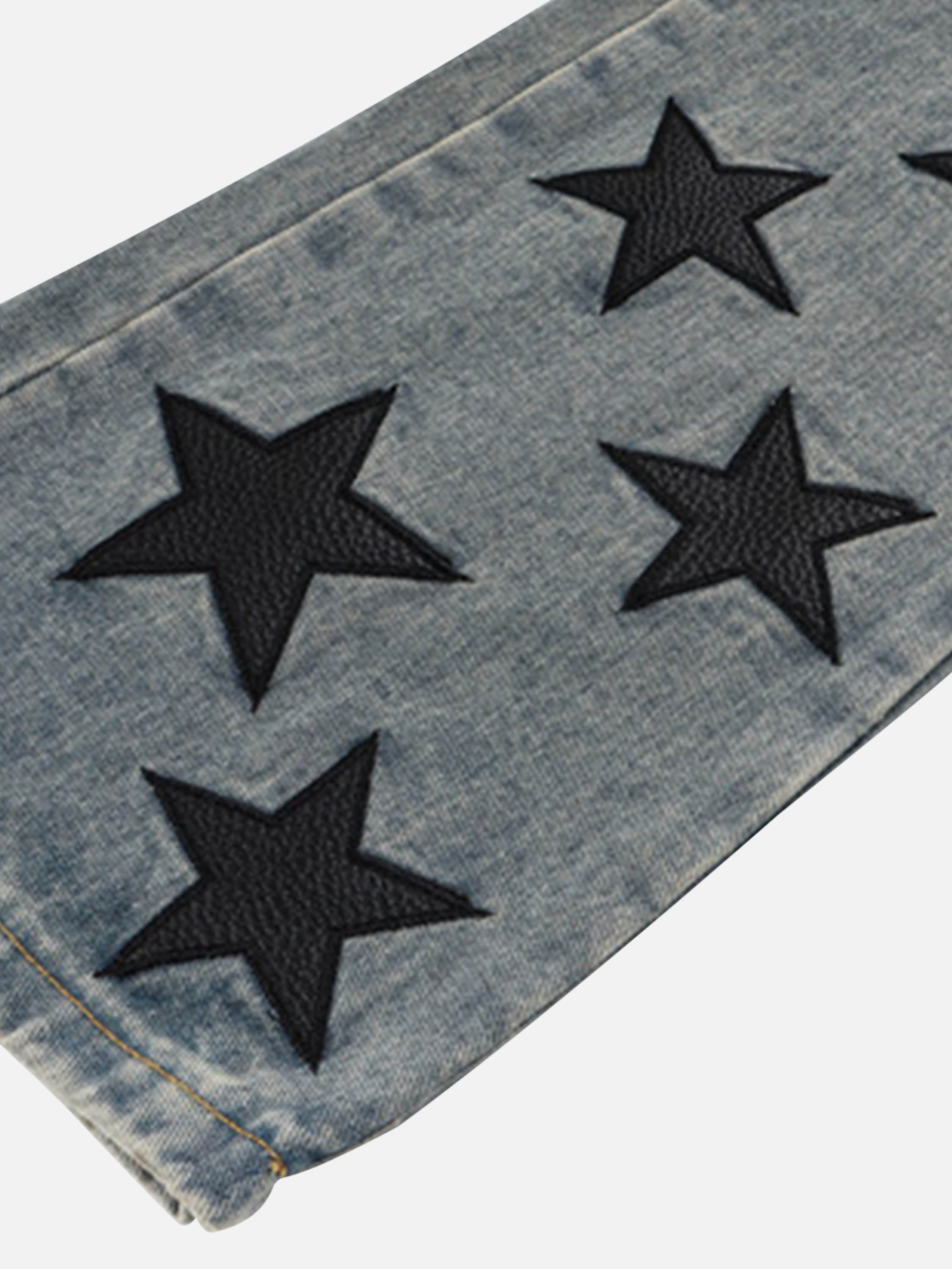 American Vintage Washed Star Embroidered Jeans Micro-lab Pants-xxchiefs