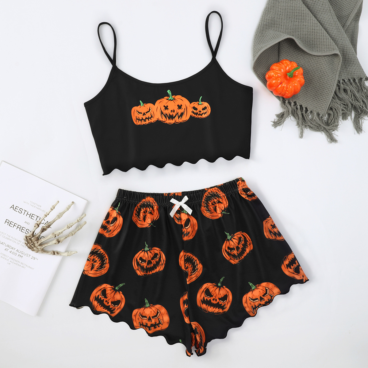 Halloween Pumpkin Print Loungewear Set