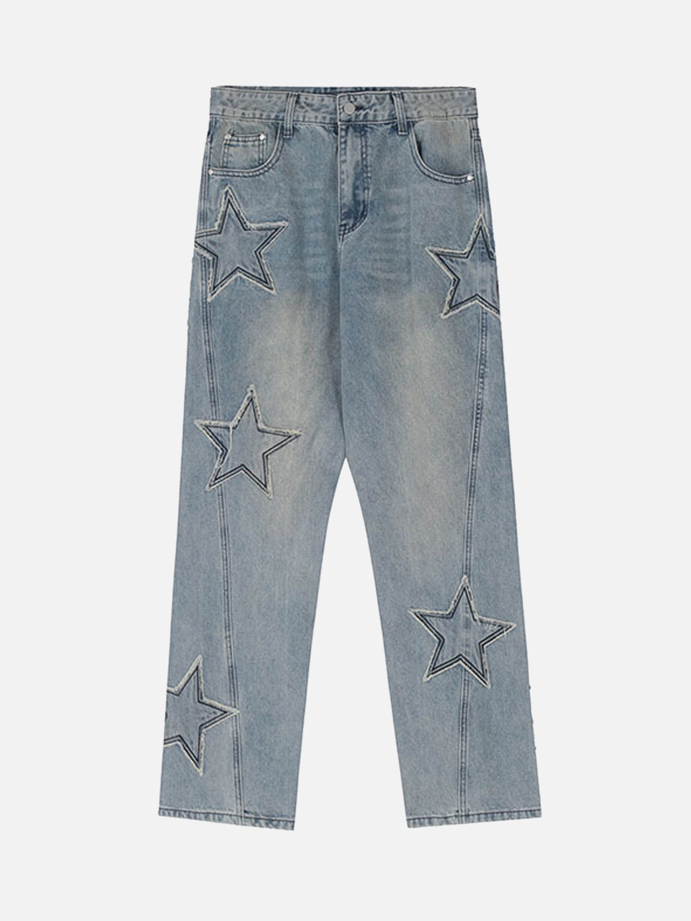 American Vintage Star Patch Embroidered Jeans-xxchiefs