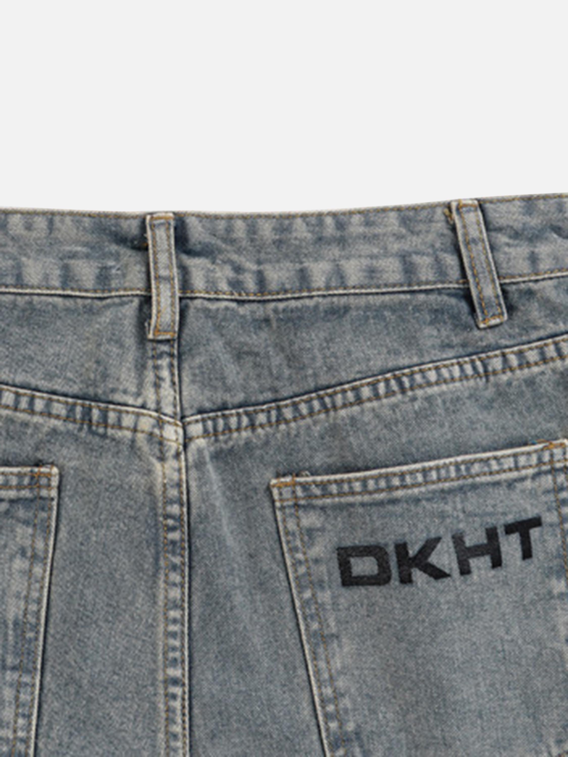 American Vintage Washed Star Embroidered Jeans Micro-lab Pants-xxchiefs