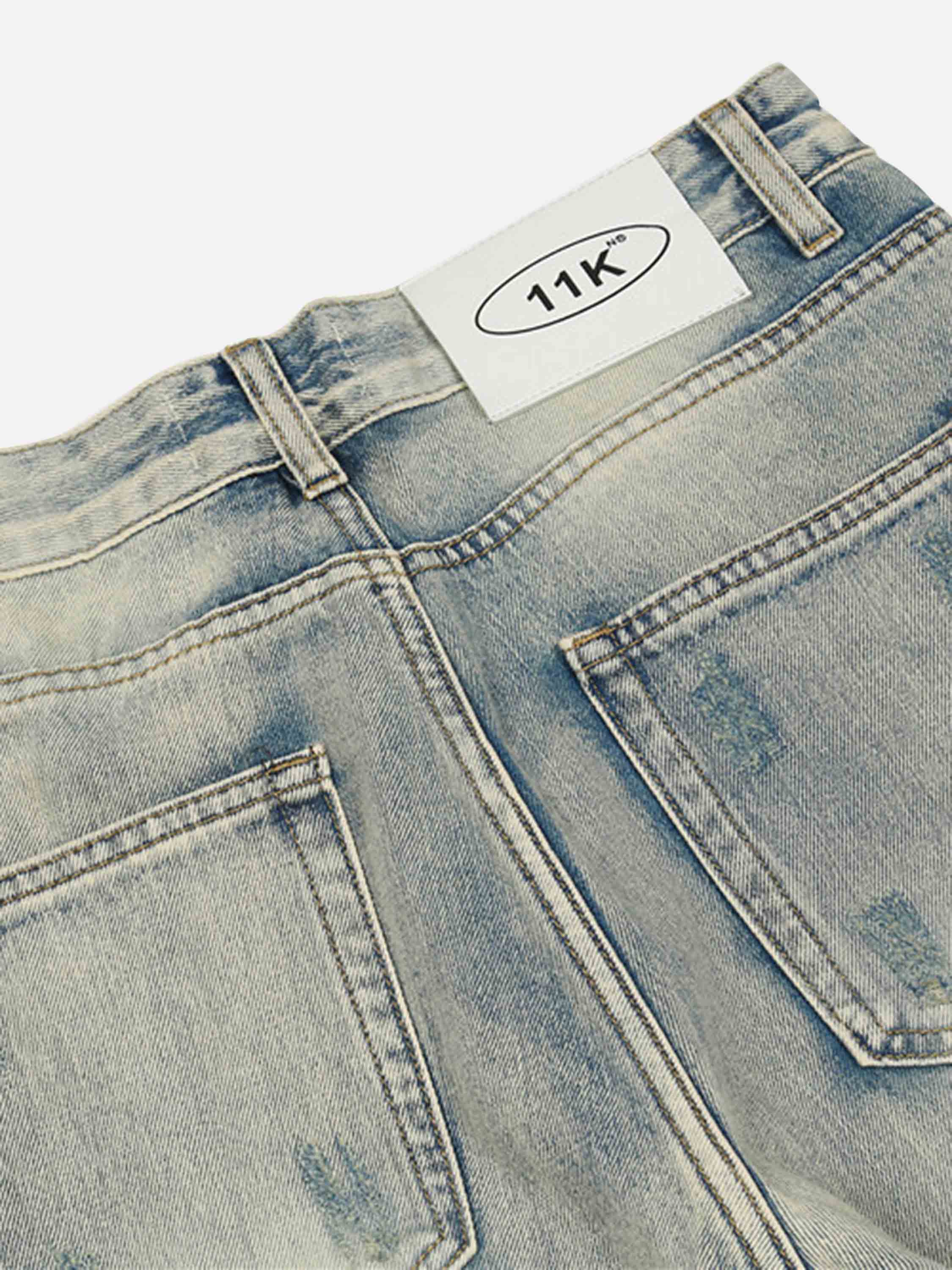 Hip-hop Holes Do Old Footwear Pants Zipper Openings Slim-fit Pants Jeans-xxchiefs