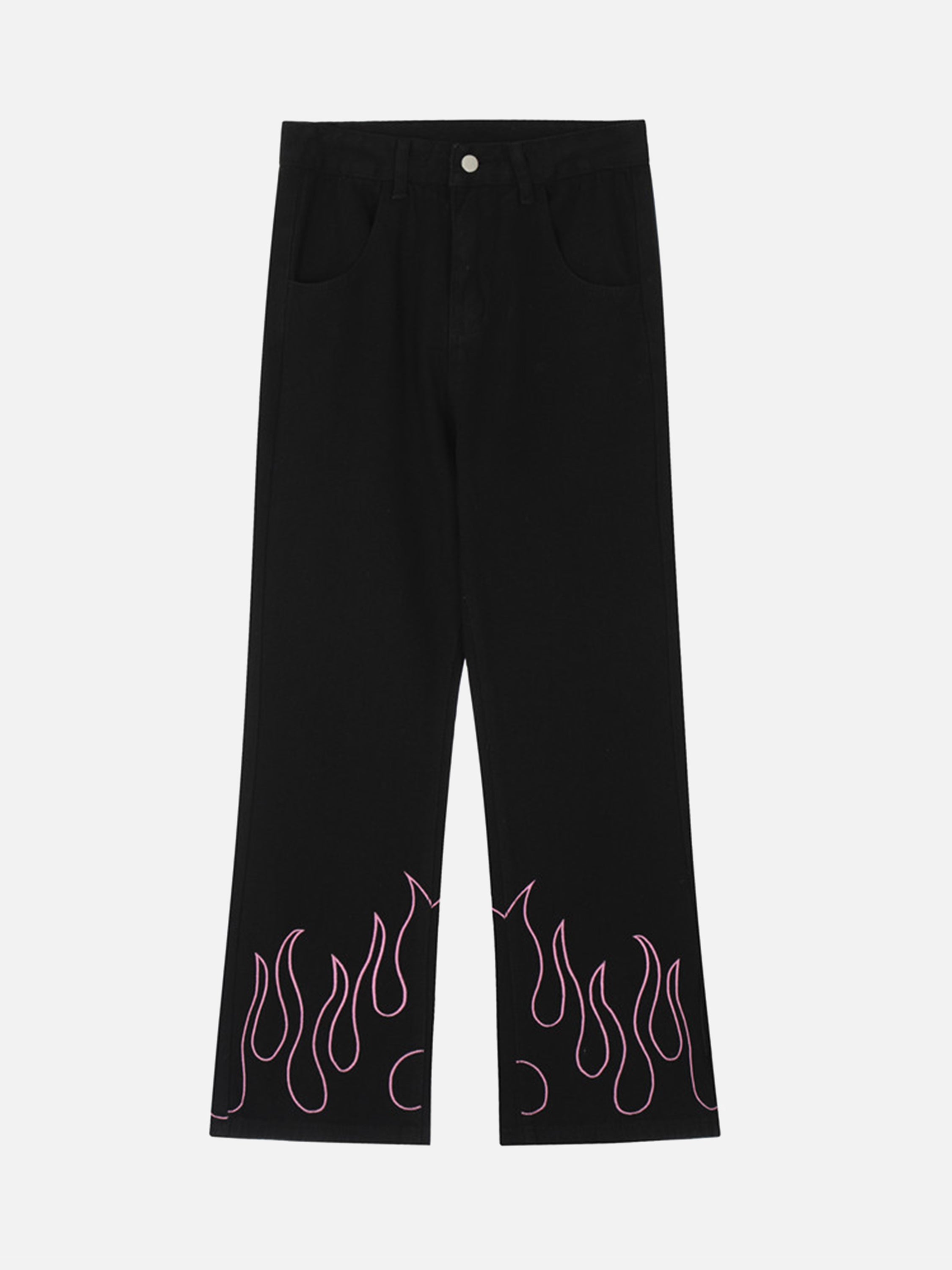 American Flame Embroidered Loose Straight Jeans-xxchiefs