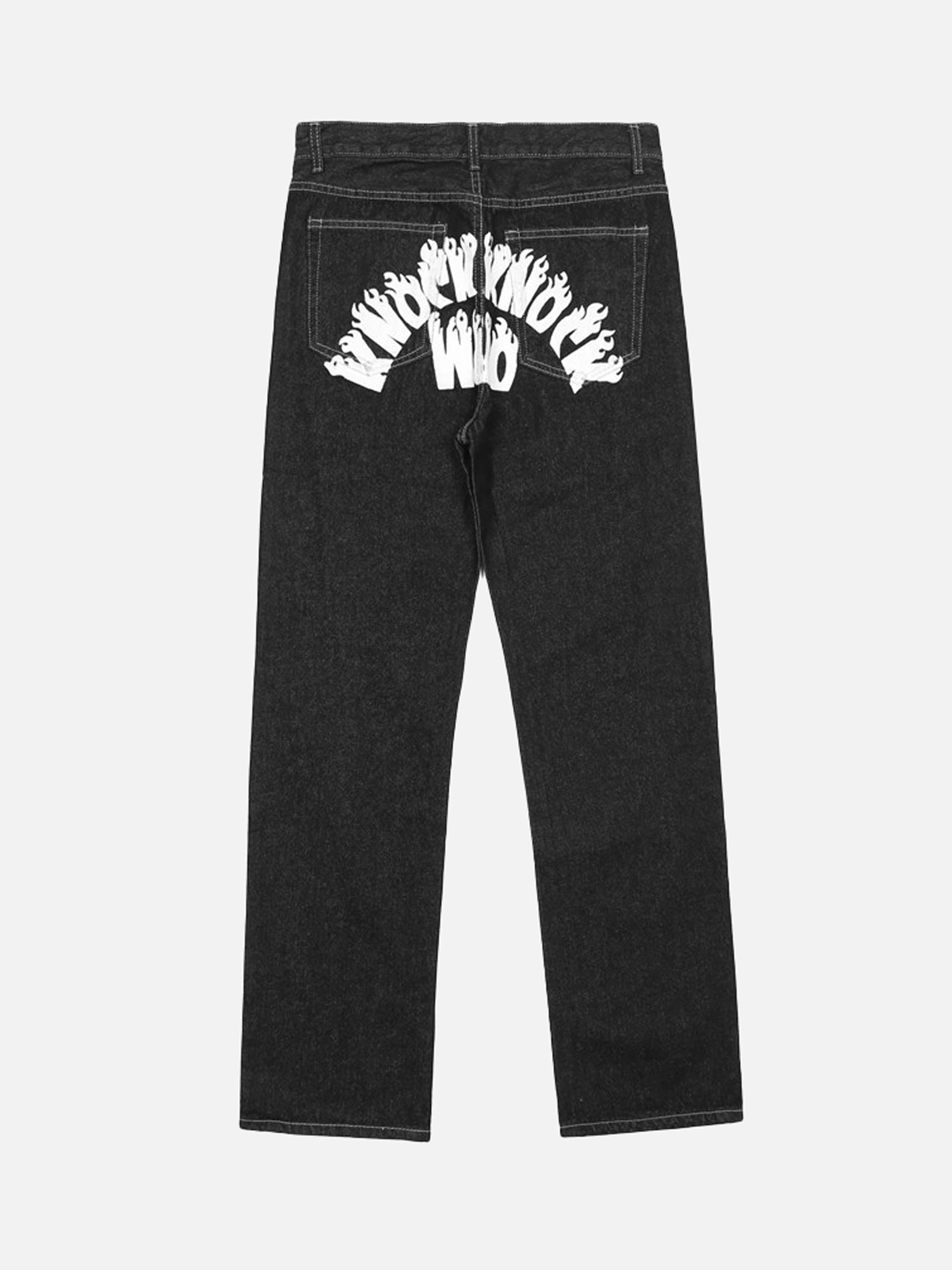 American Cartoon Devil Print Jeans-xxchiefs