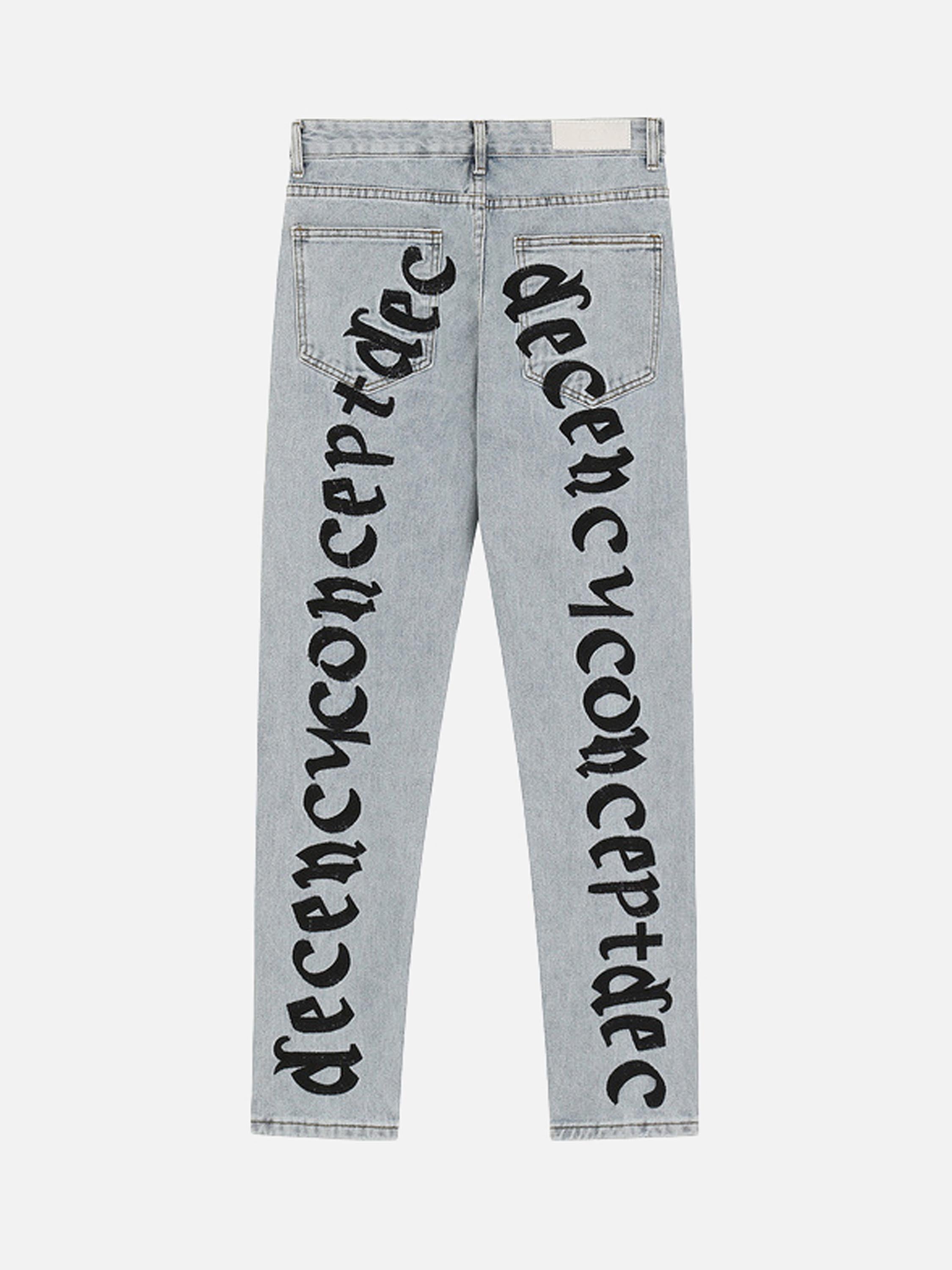 High Street Letter Embroidered Slim-Fit Skinny Jeans-xxchiefs