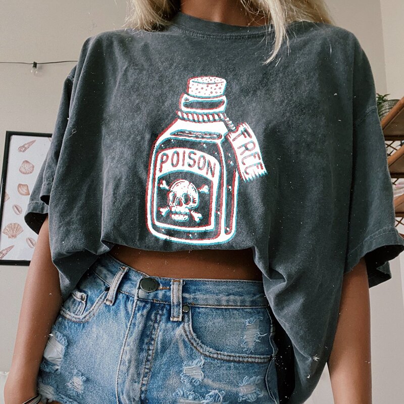 FREE POISON printed loose T-shirt designer-xxchiefs