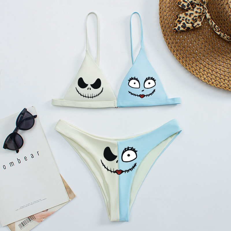 Half Blue Half White NMR Printed Swimsuit-xxchiefs