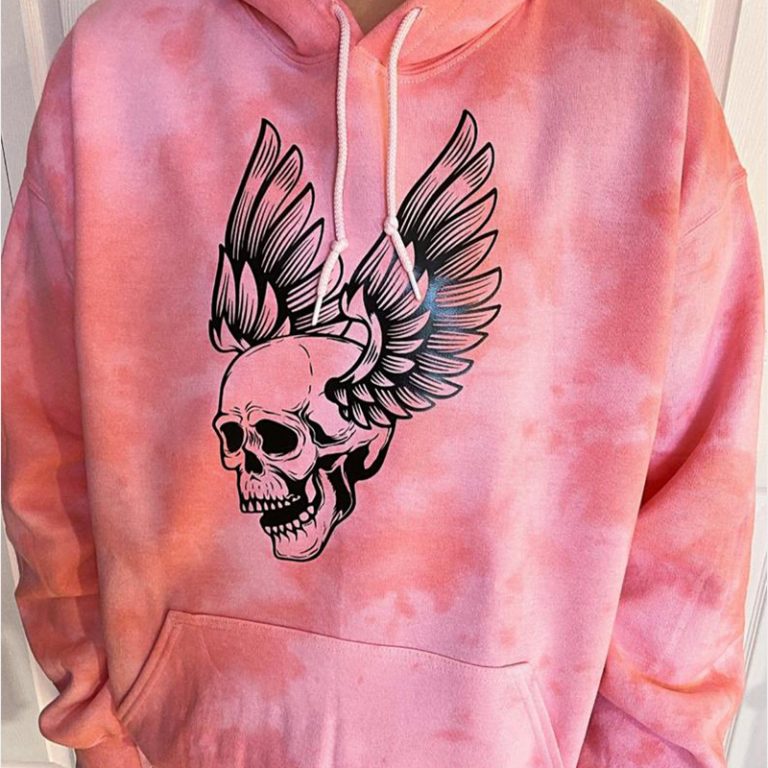 Coral Tie Dye Skull Hoodie-xxchiefs