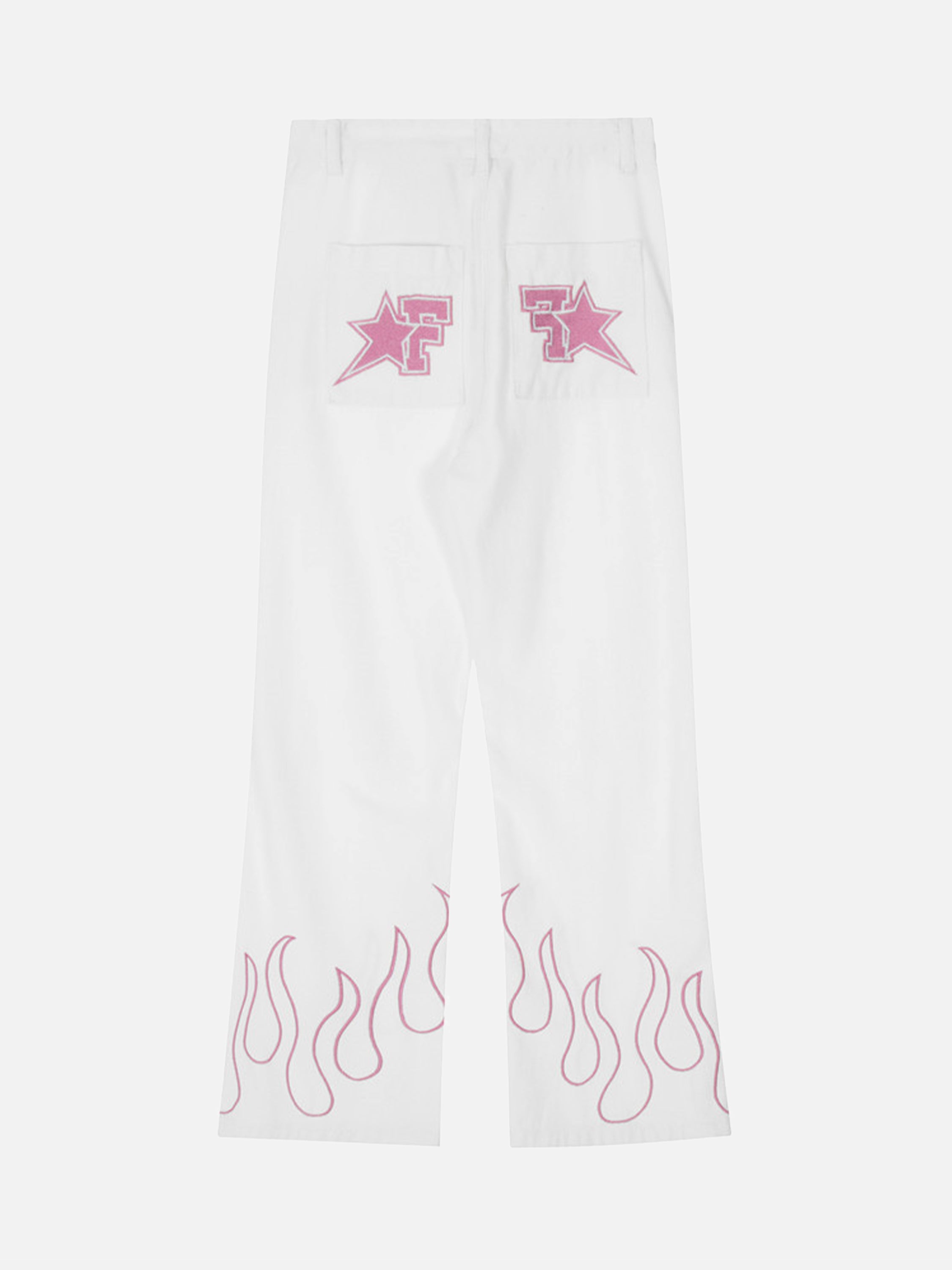 American Flame Embroidered Loose Straight Jeans-xxchiefs