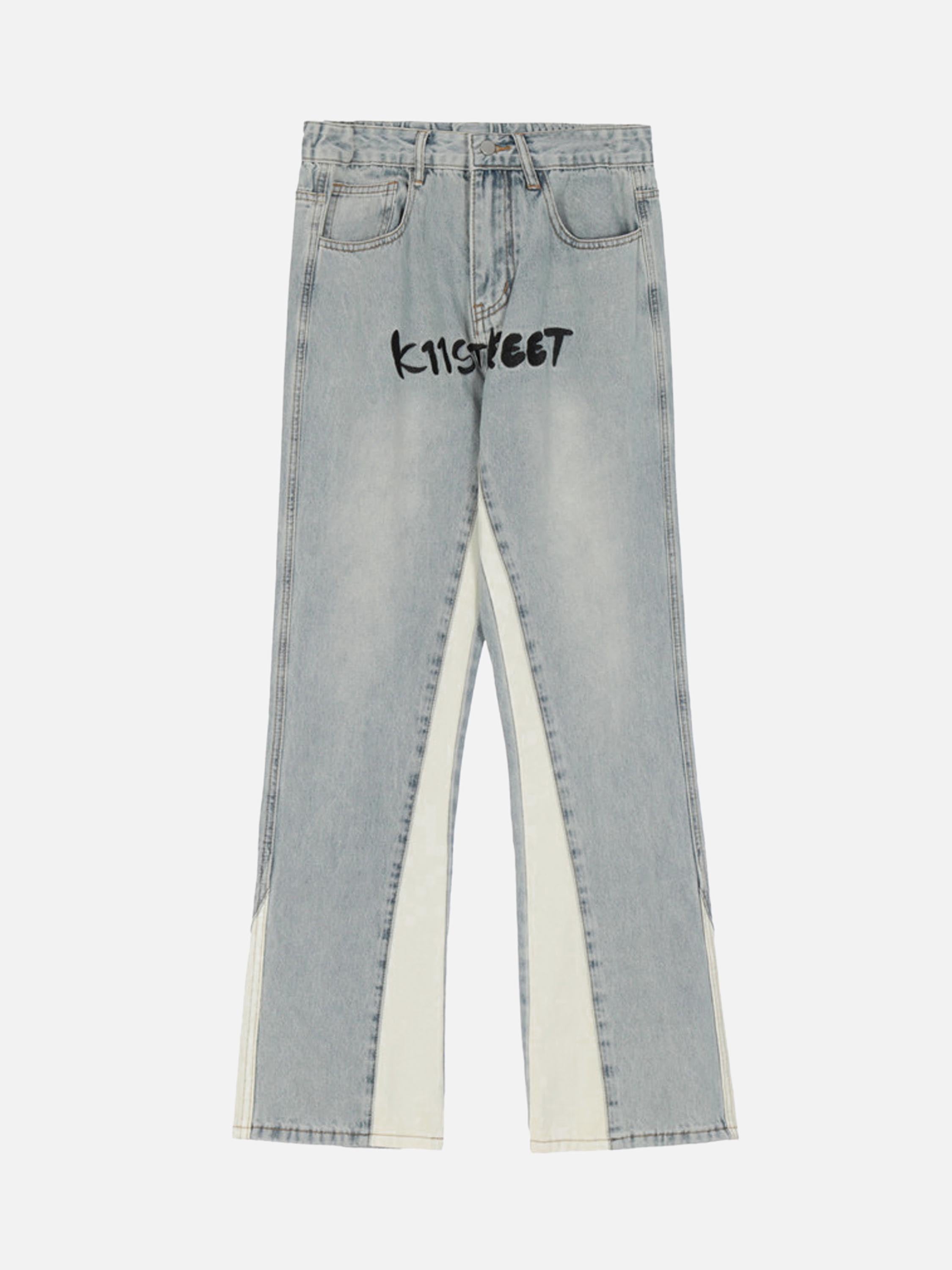 American High Street Color Blocking Wide Leg Jeans-xxchiefs