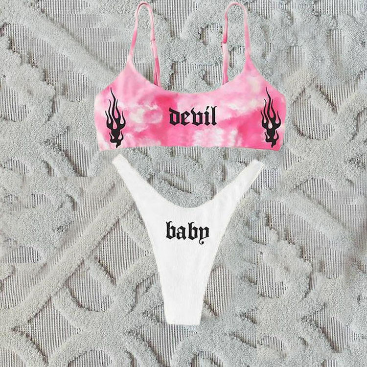 Flame Print Sports Bikini Set-xxchiefs