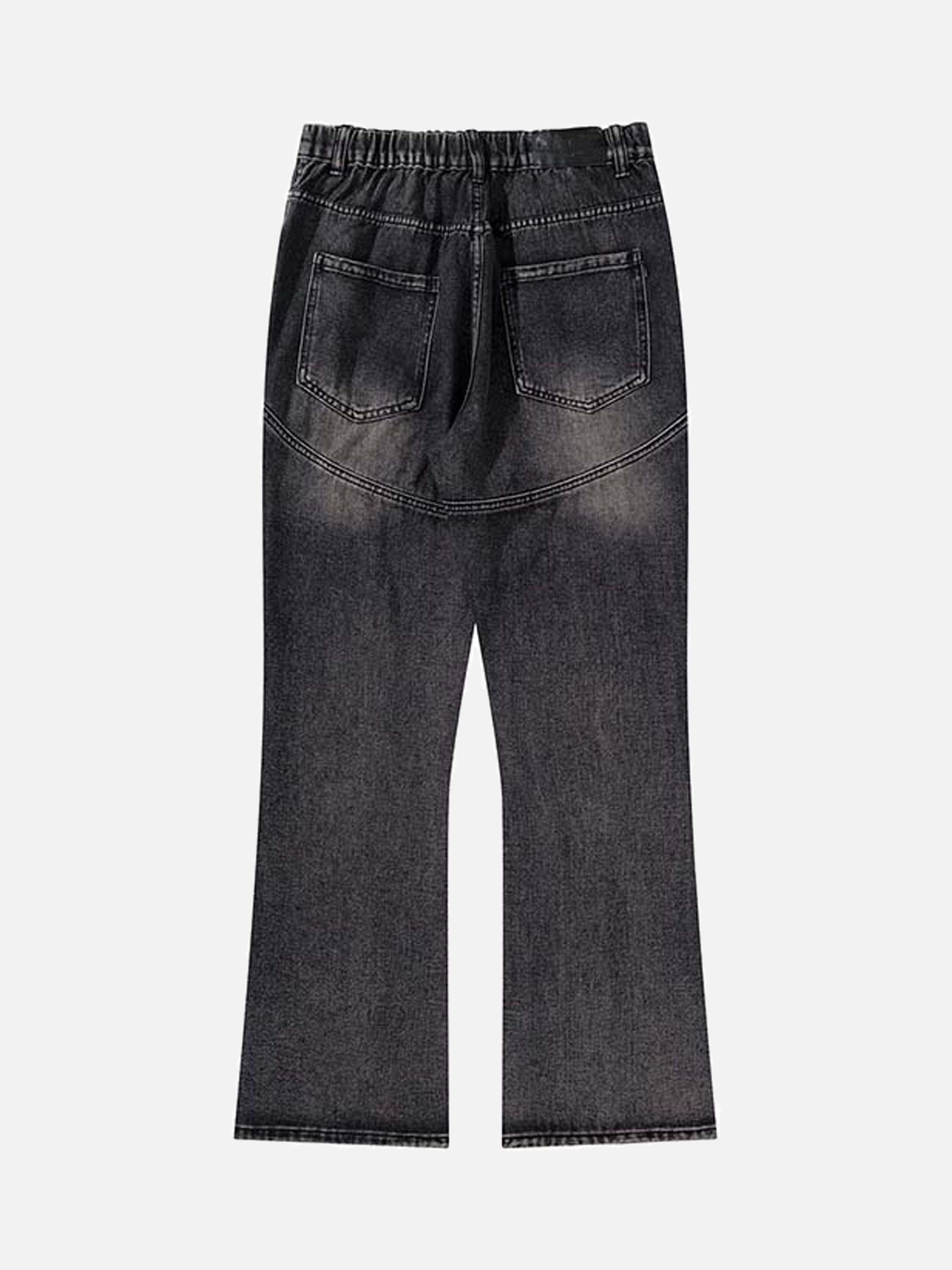 American Retro Hip-hop Do-it-yourself Zipper Jeans Tight Waist Straight Micro-flare Pants - 1462-xxchiefs