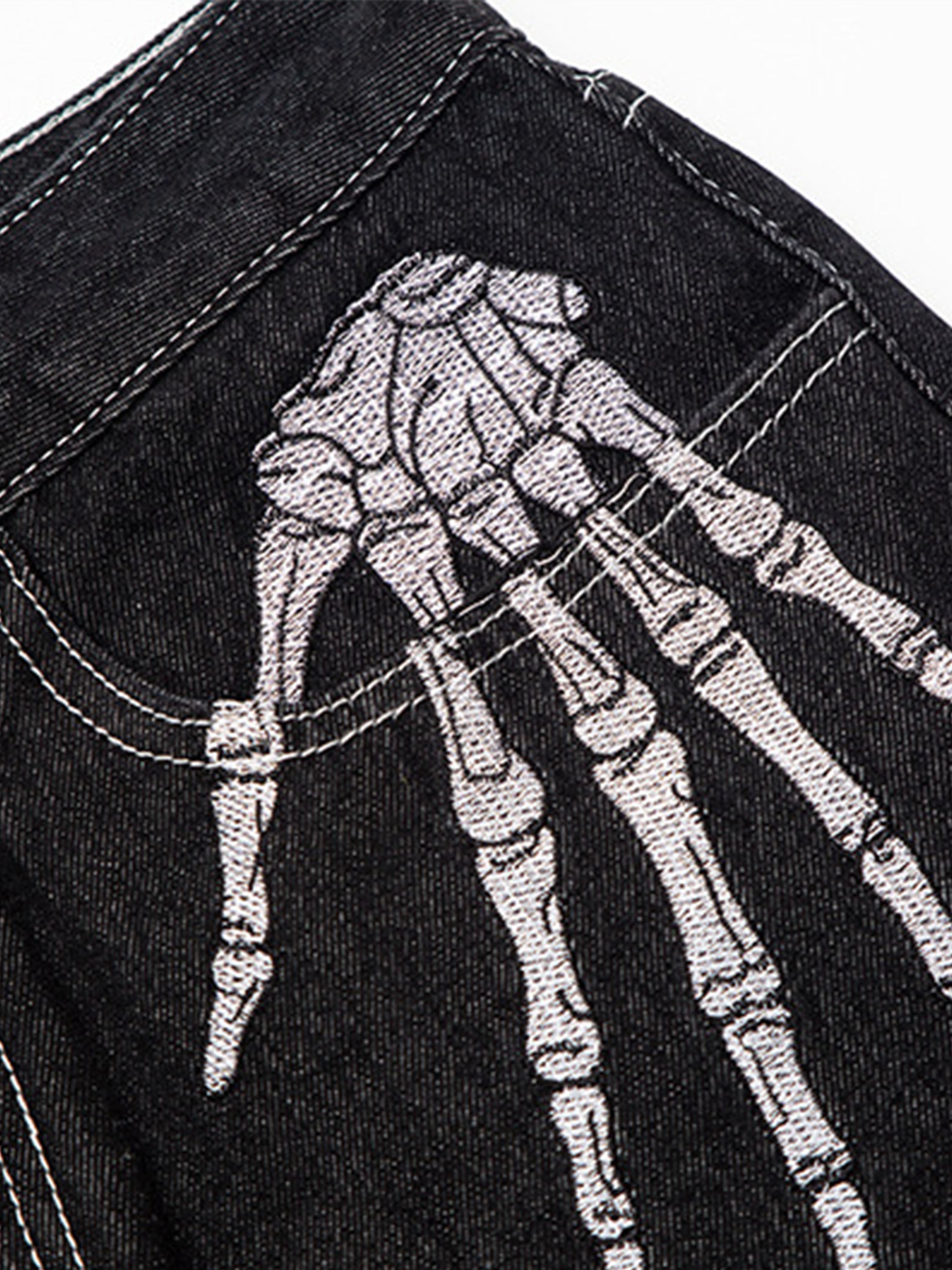Skull Hand Print Jeans-xxchiefs