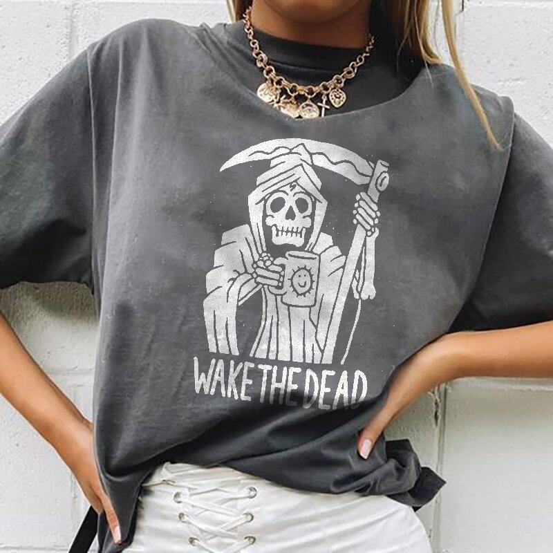 Wake The Dead Skull Print T-shirt-xxchiefs