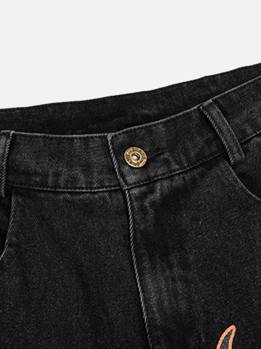 American Vintage High Street Wash Letter Print Jeans -1322-xxchiefs