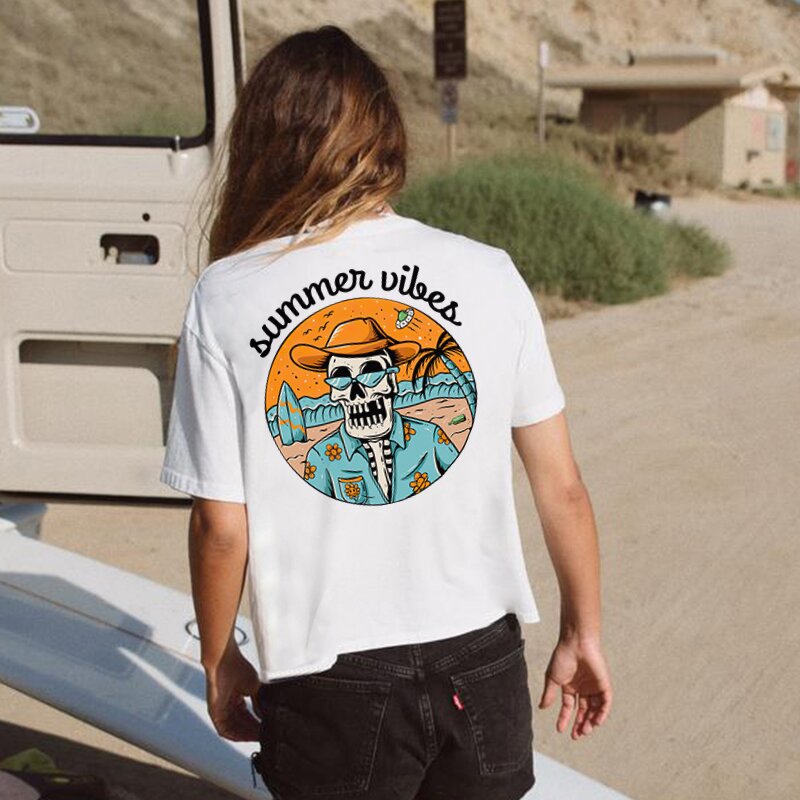 Letter skeleton printing ladies T-shirt designer-xxchiefs