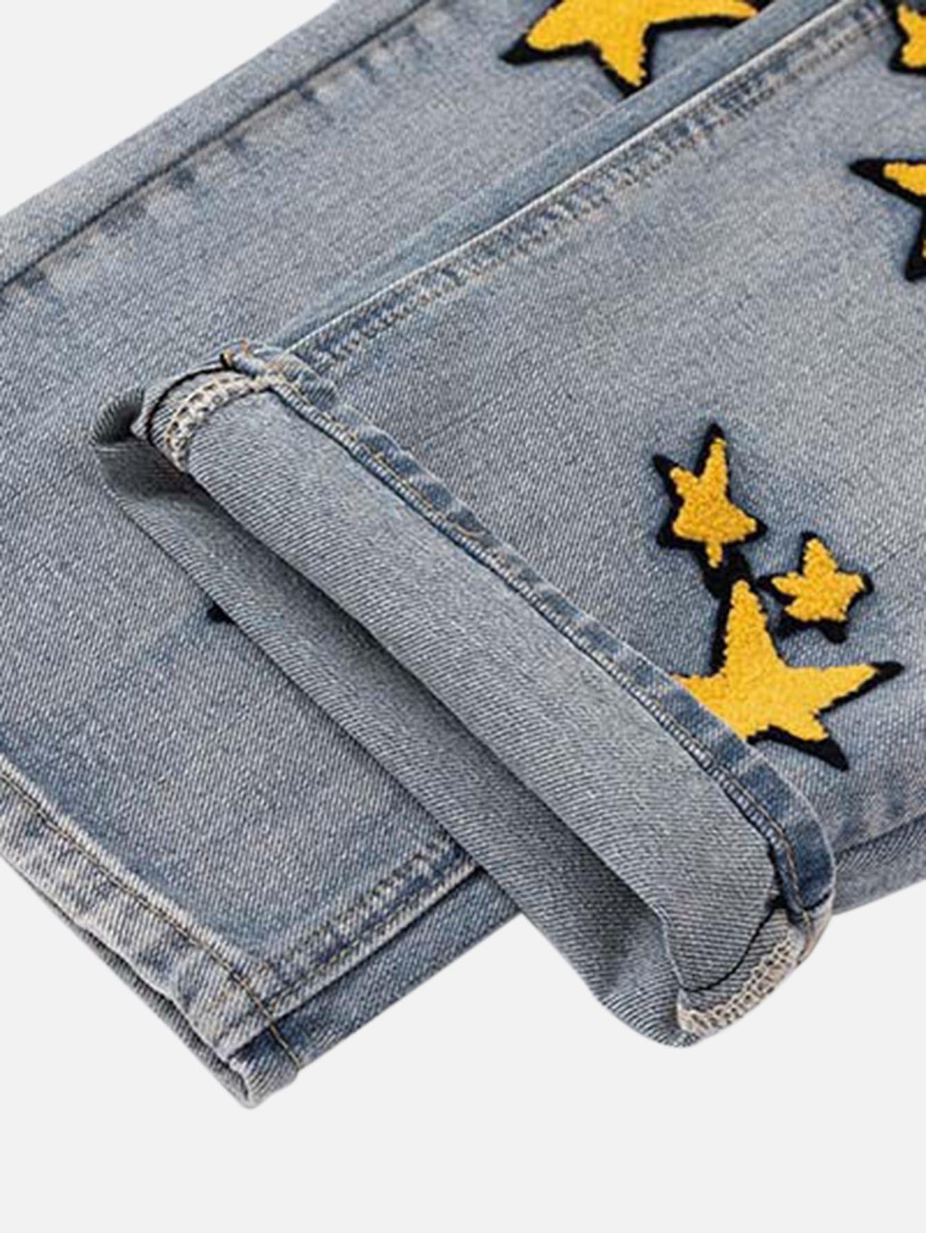 American Vintage Hip-hop Star Flocked Jeans-xxchiefs