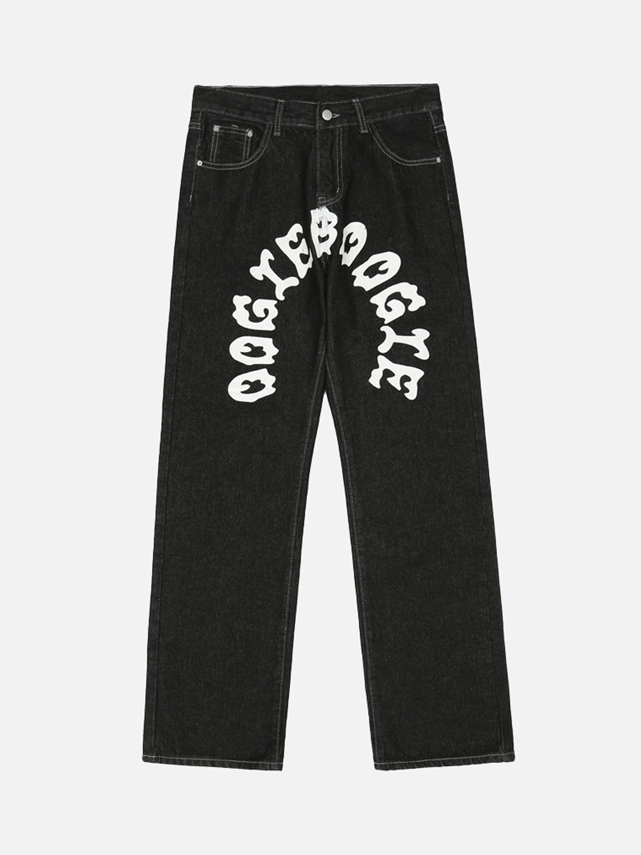 Cartoon Pocket Print Washed Jeans-xxchiefs