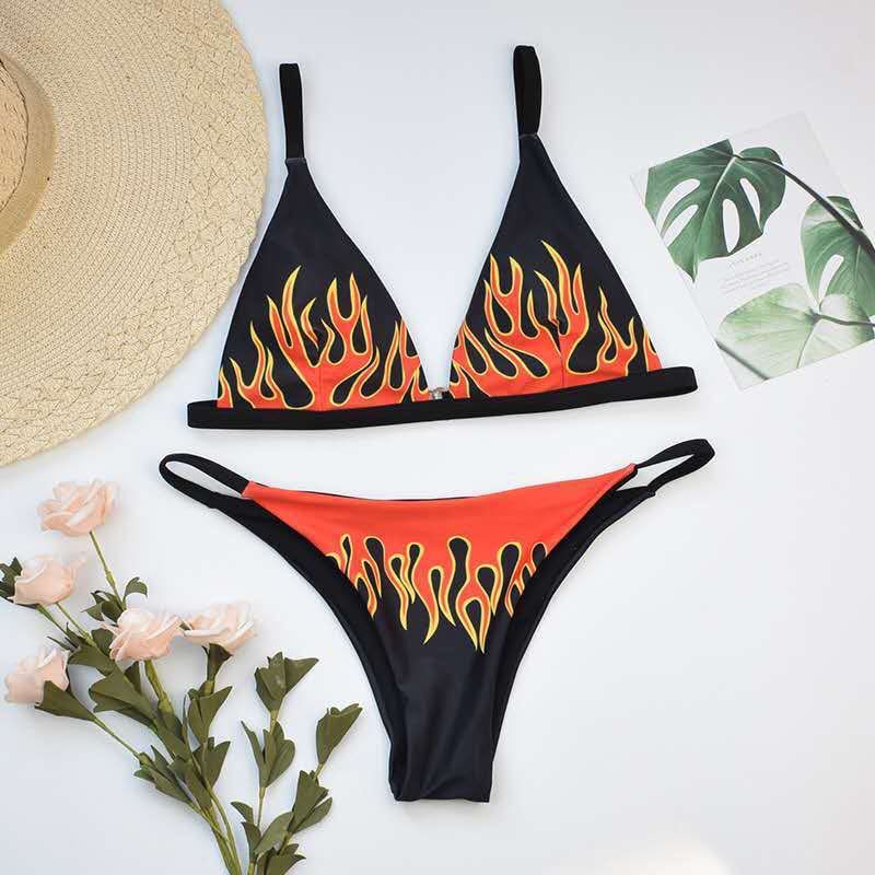 Flame Print Sexy Bikini-xxchiefs