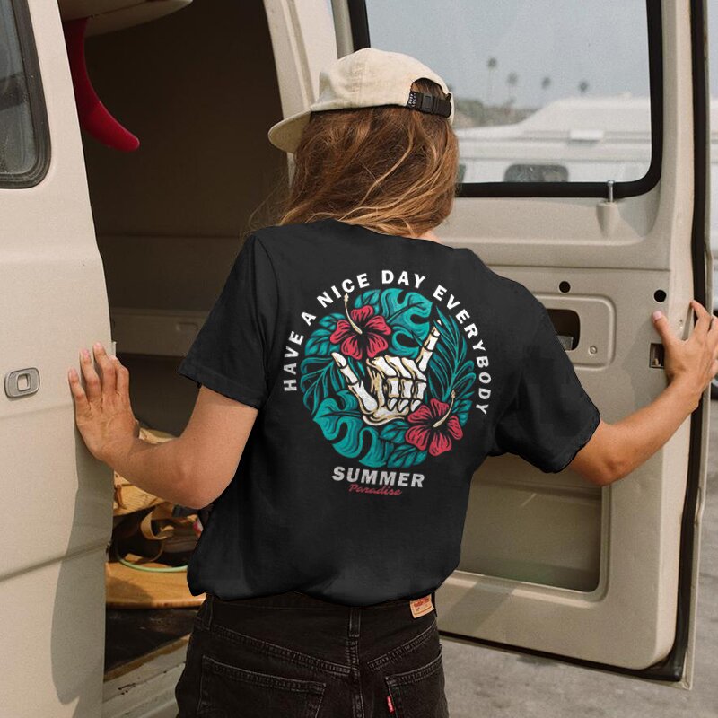 HAVE A NICE DAY EVERYBODY printed T-shirt-xxchiefs