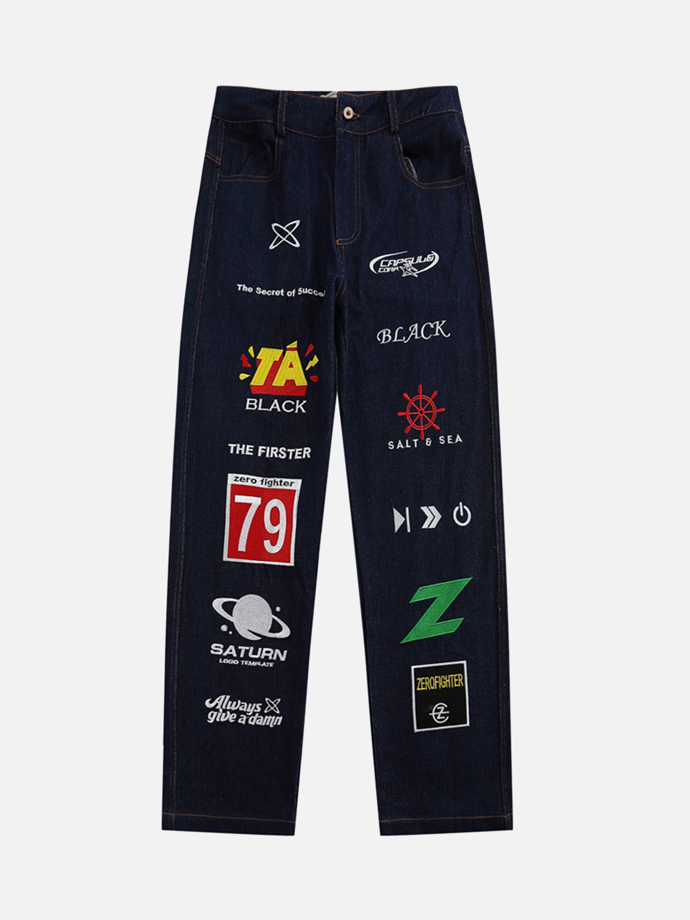 Letters And Embroidered Jeans-xxchiefs
