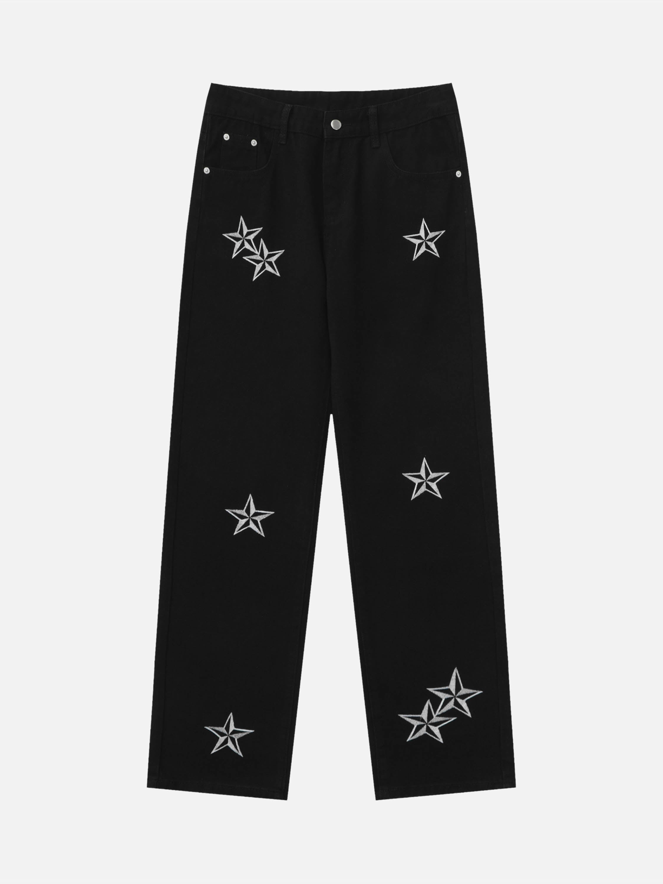 Hip-hop Embroidered Straight-legged Denim Pants-xxchiefs
