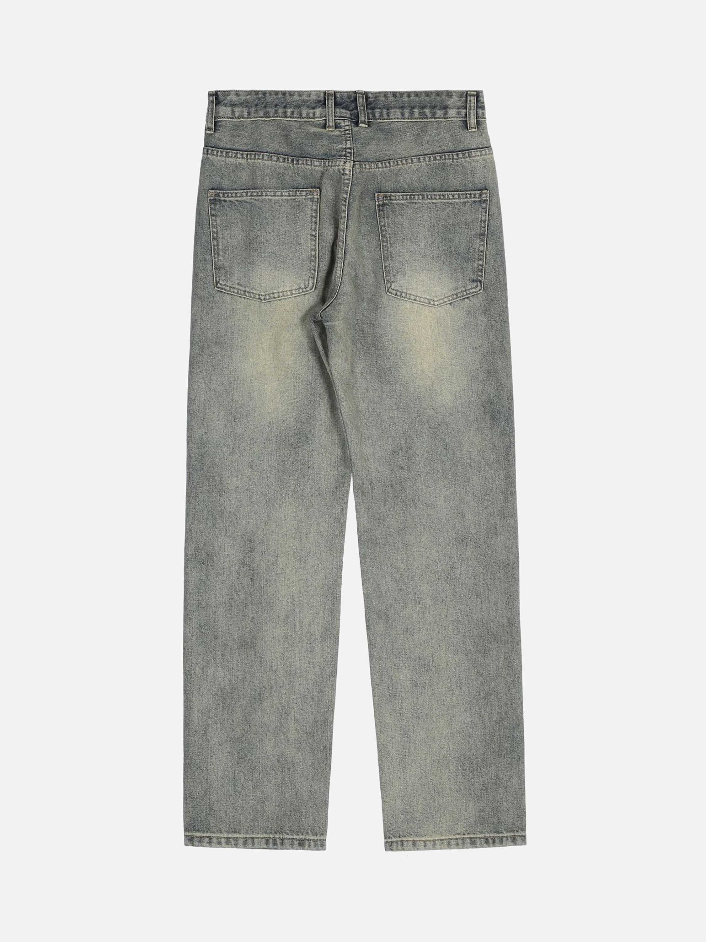 Hip Hop Retro Patch Print Powder Pulp Denim Pants-xxchiefs