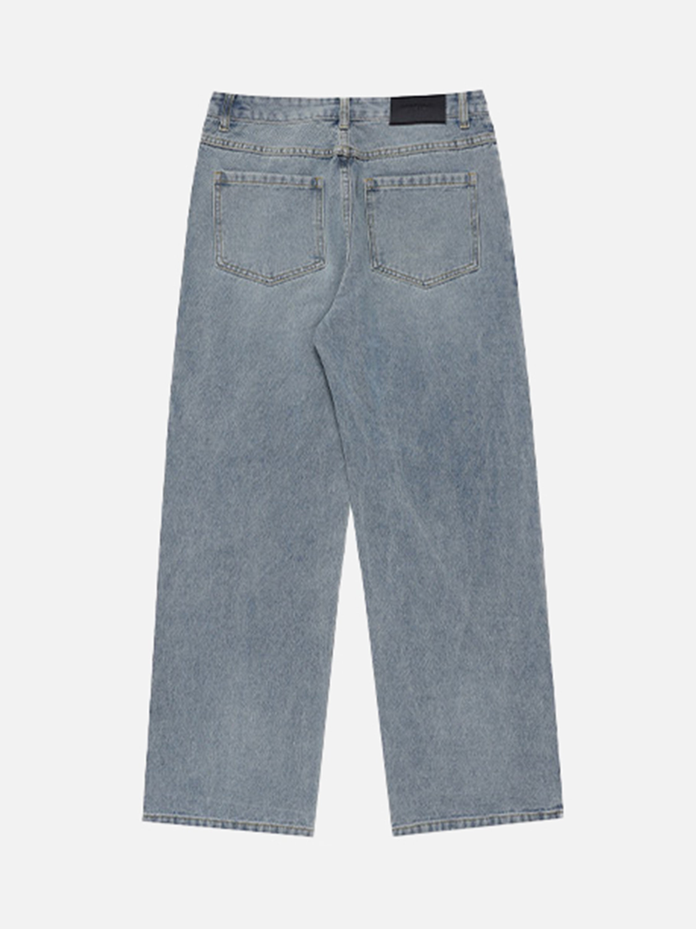 Retro Patch Embroidery Loose Straight Jeans-xxchiefs