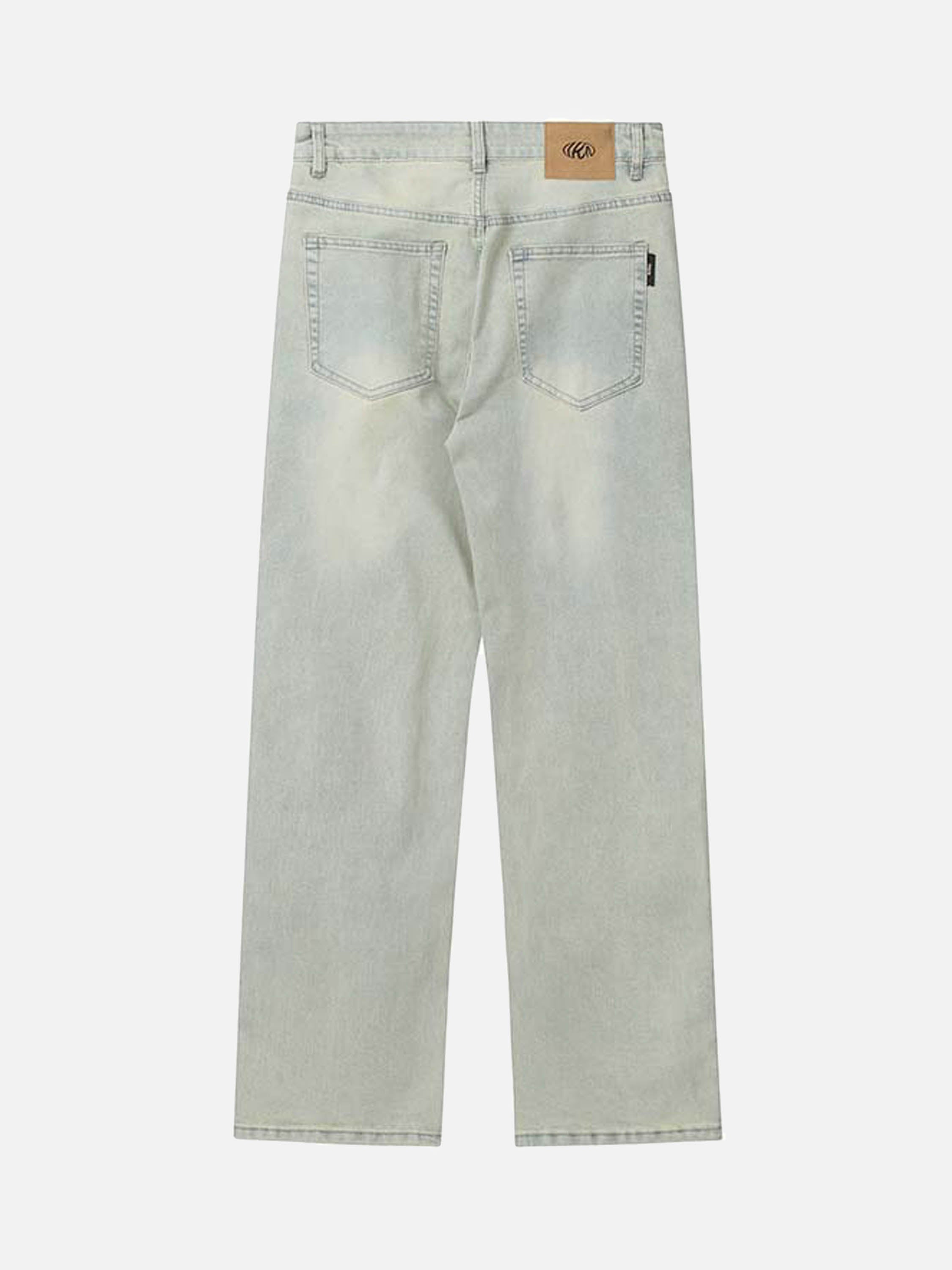 Vintage Washed Letter Print Jeans Straight Leg-xxchiefs