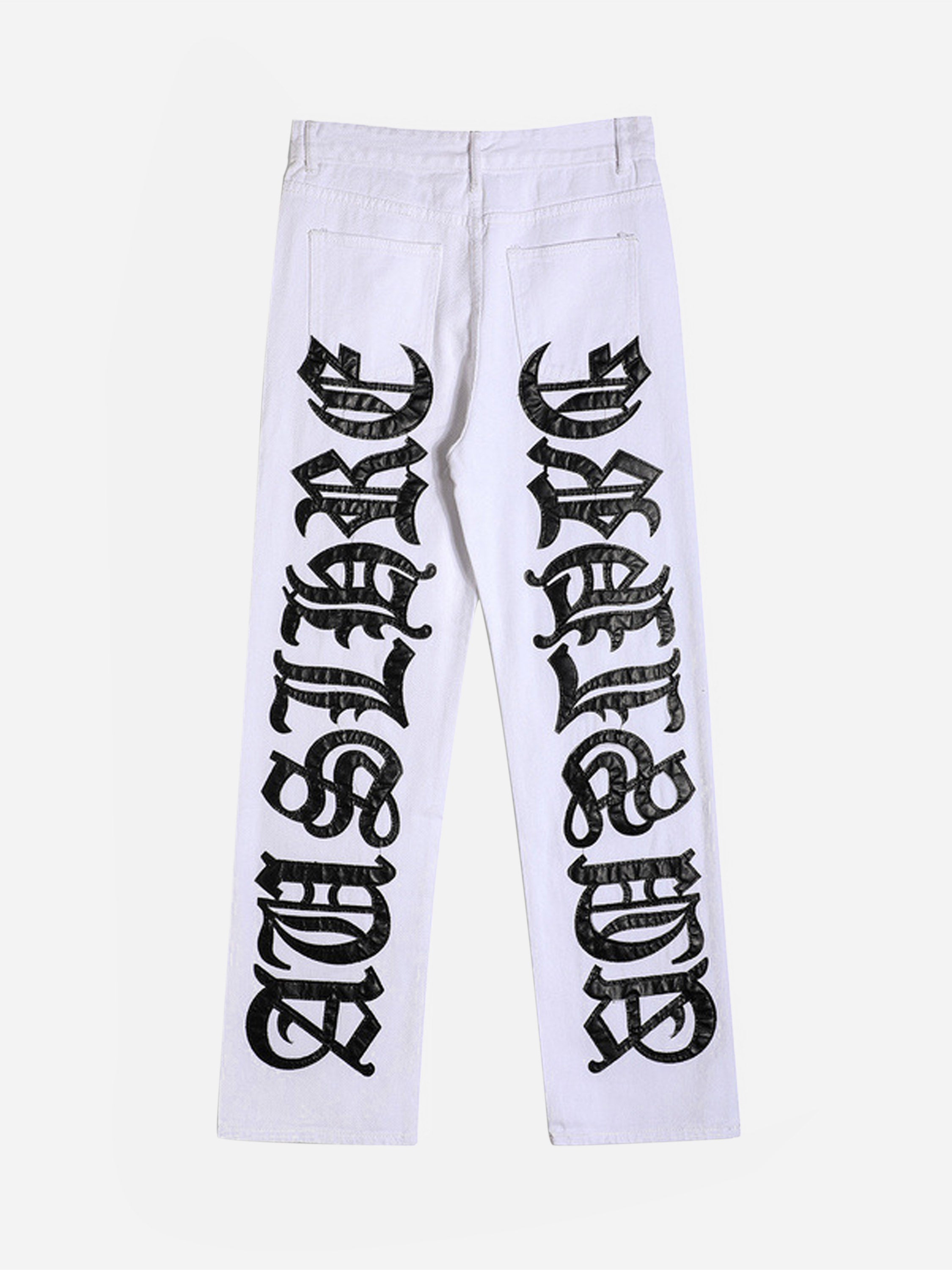 American High Street Burning Text Embroidered Letters Jeans-xxchiefs
