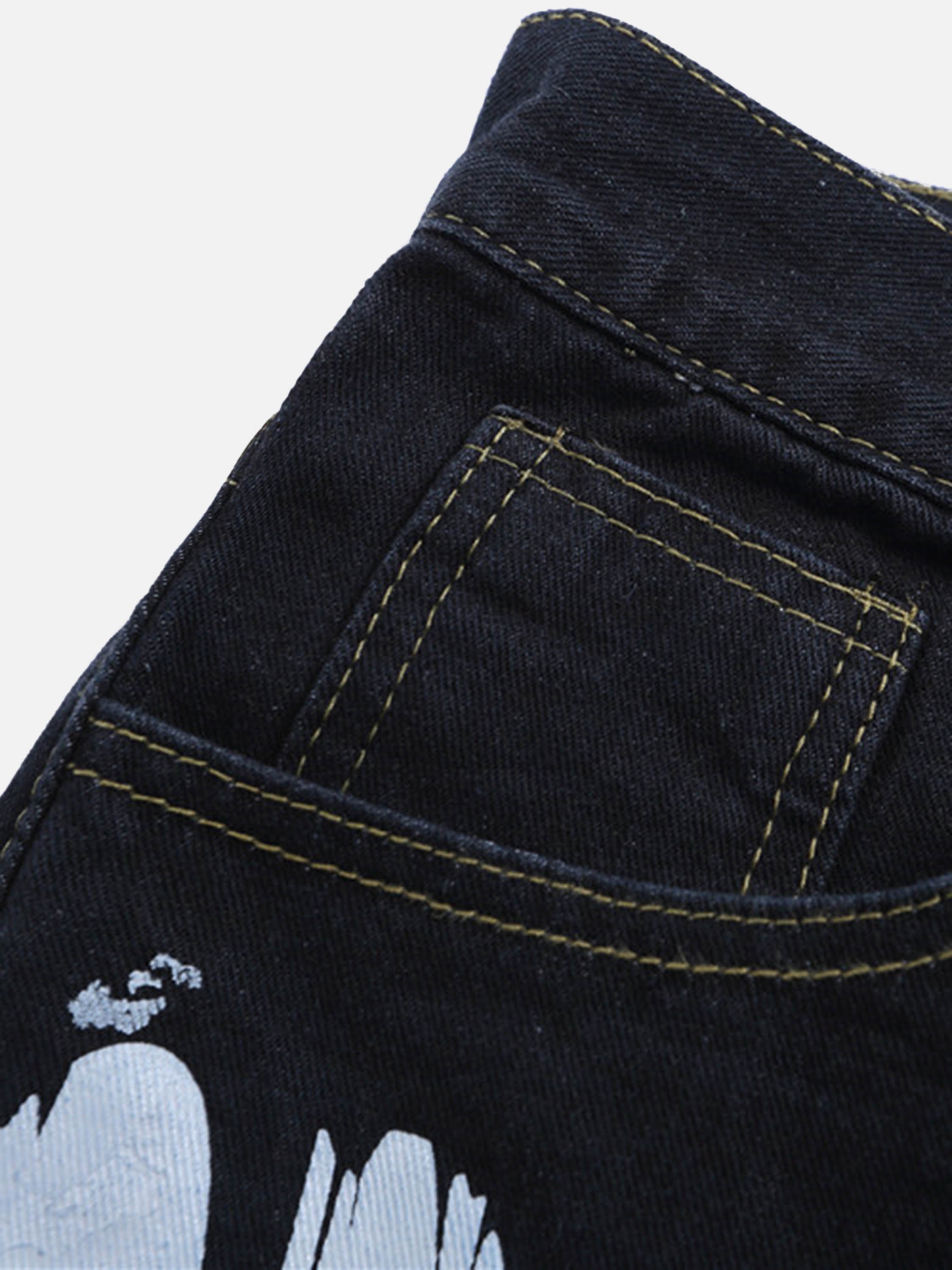 American High Street Letter Print Ripped Jeans-xxchiefs