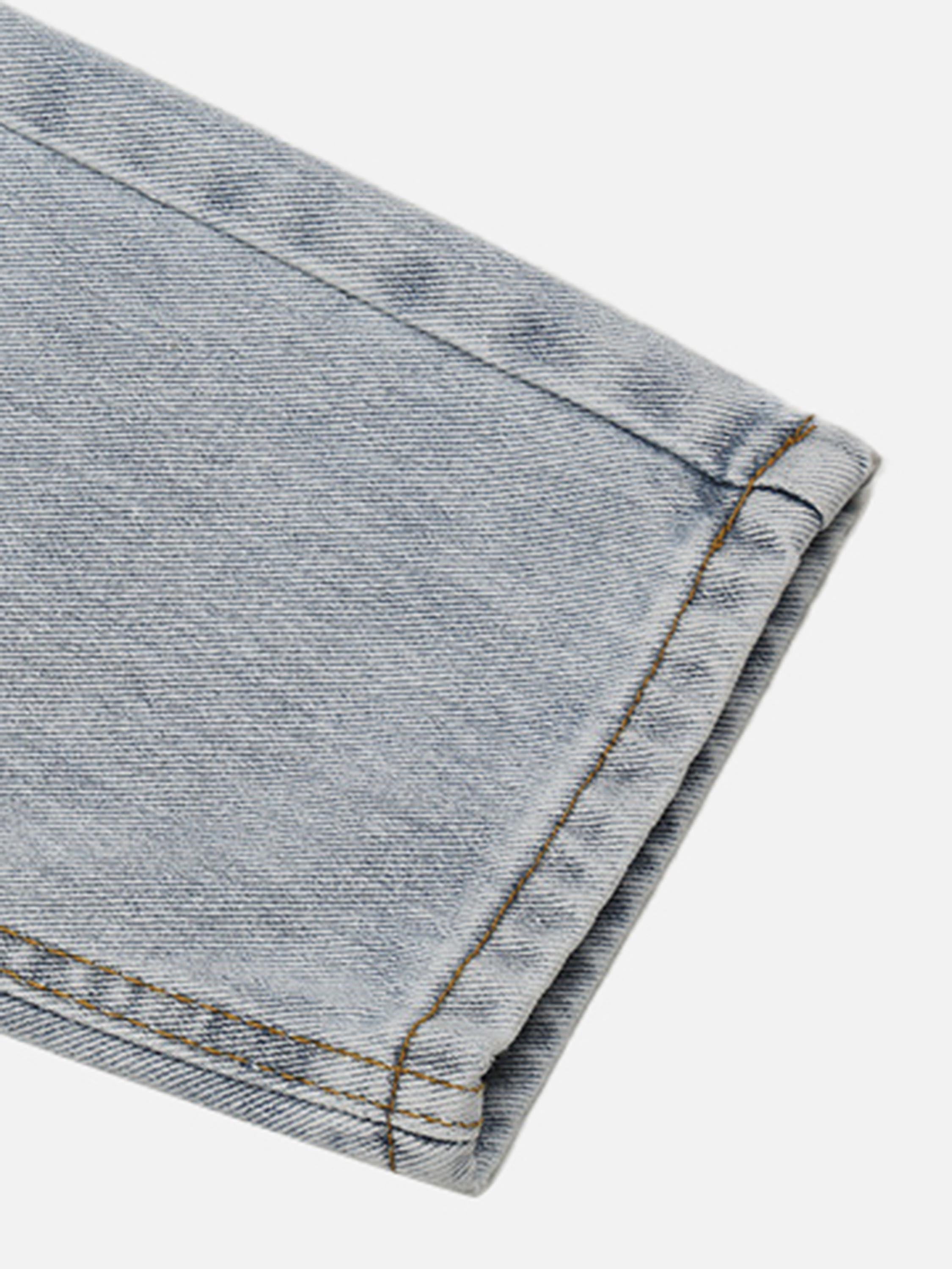 High Street Letter Embroidered Slim-Fit Skinny Jeans-xxchiefs