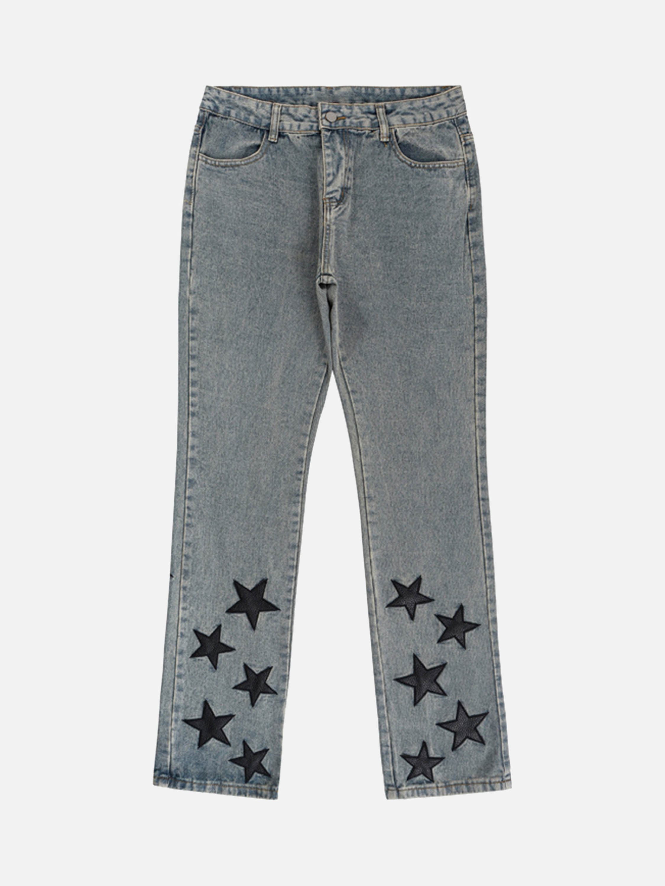 American Vintage Washed Star Embroidered Jeans Micro-lab Pants-xxchiefs