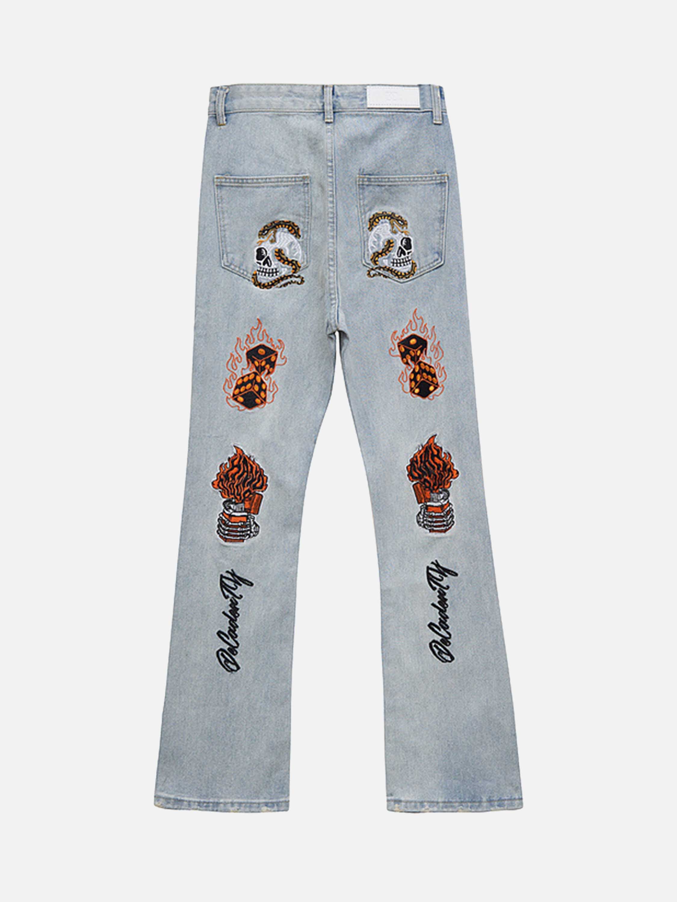 High Street Embroidery Retro Jeans-xxchiefs