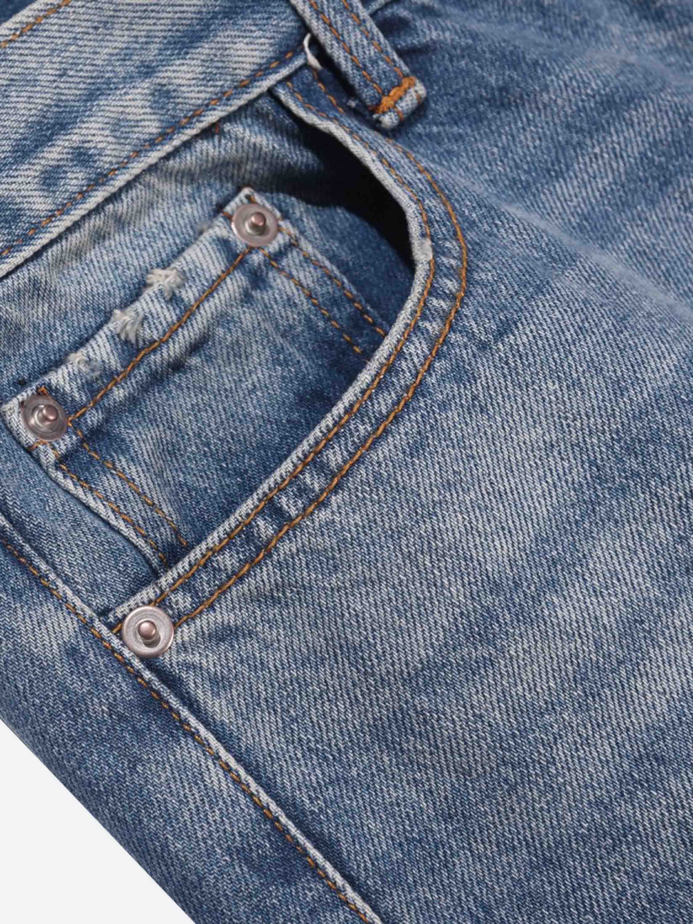 High Street Washed Leather Patchwork Collision Jeans-xxchiefs