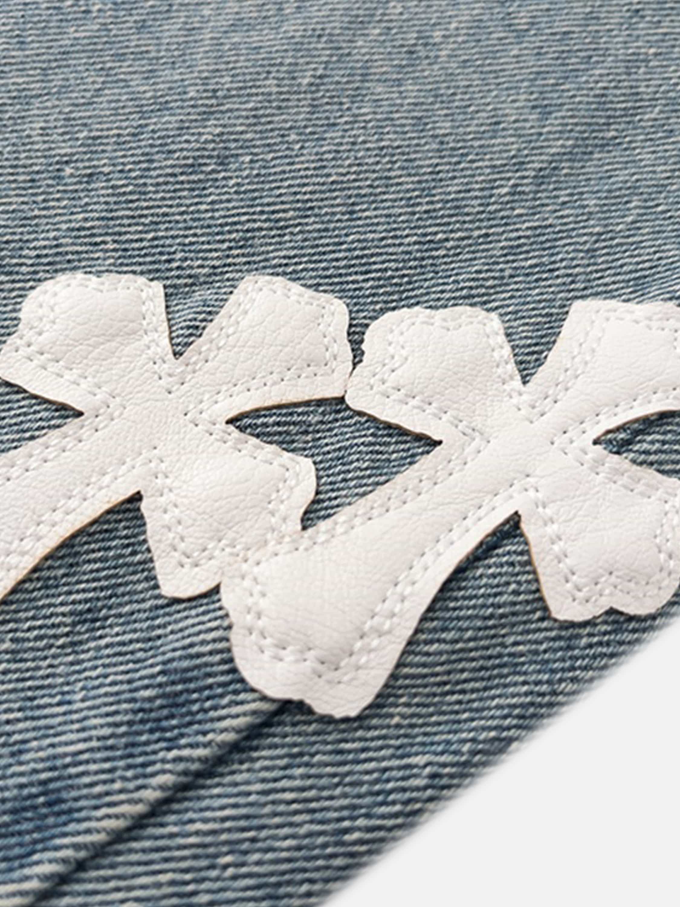 American Style Trendy Torn Cross Embroidered Loose Straight Jeans-xxchiefs