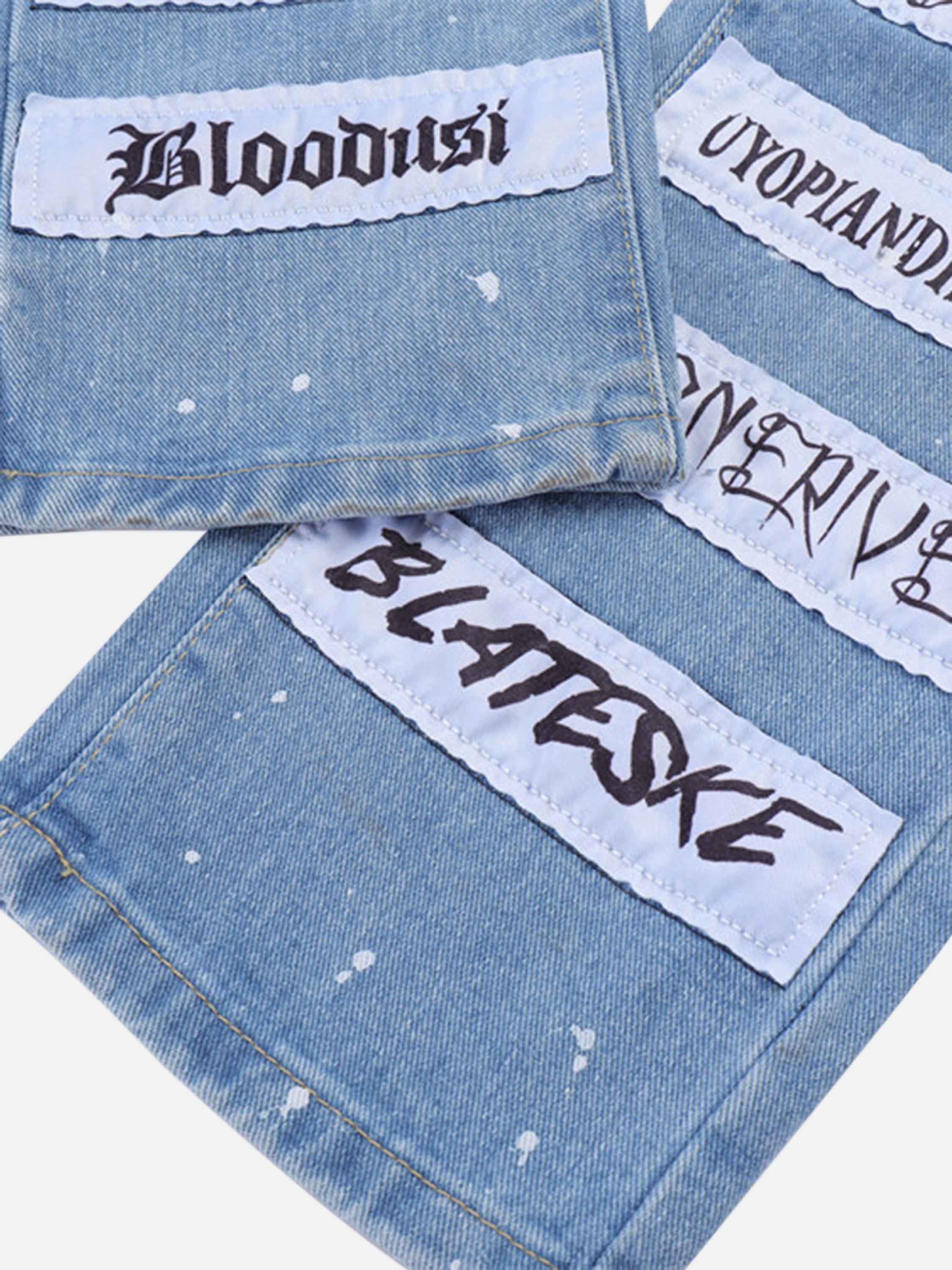 Creative Fun Patch Washed Jeans-xxchiefs