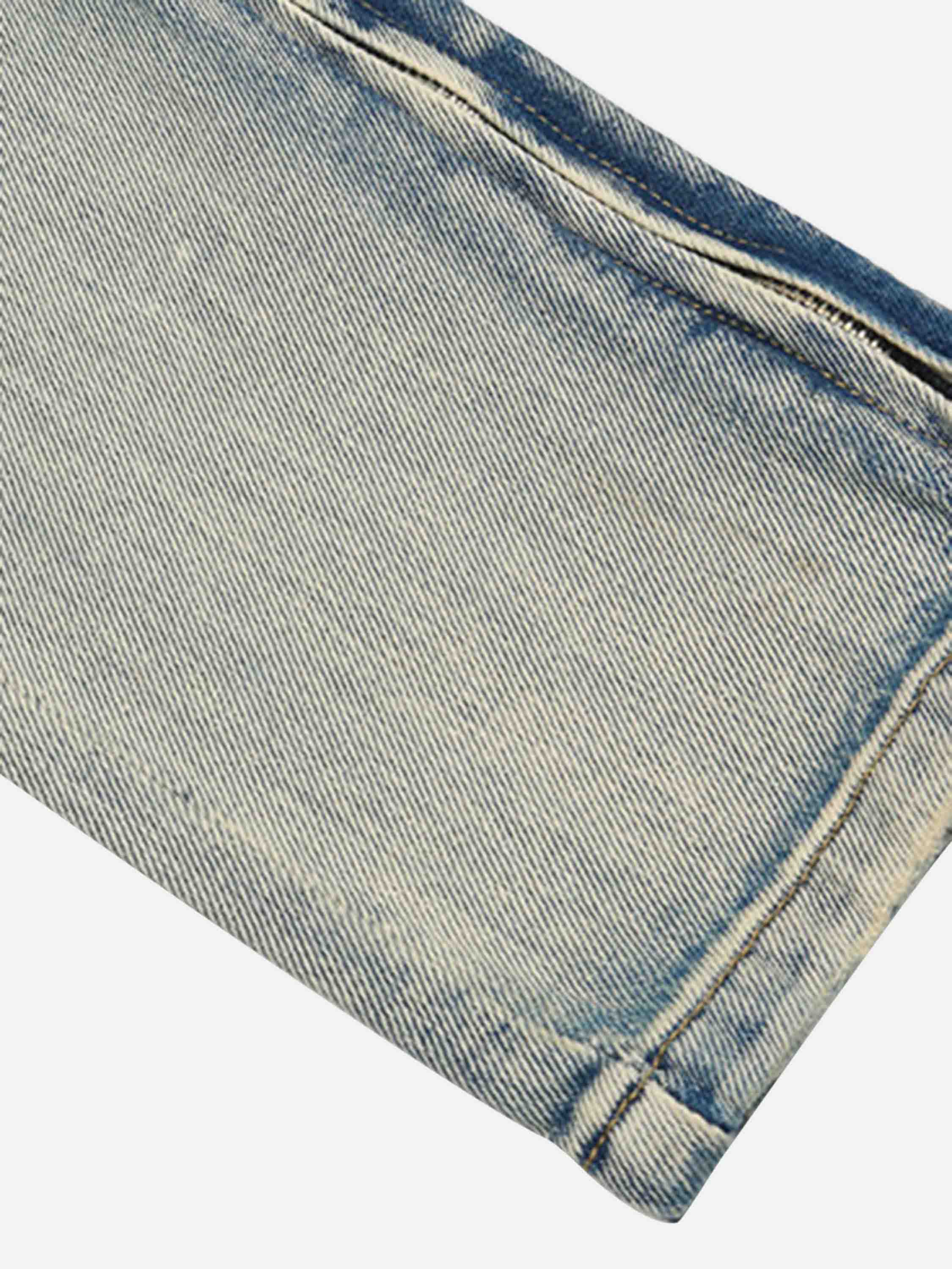 Hip-hop Holes Do Old Footwear Pants Zipper Openings Slim-fit Pants Jeans-xxchiefs