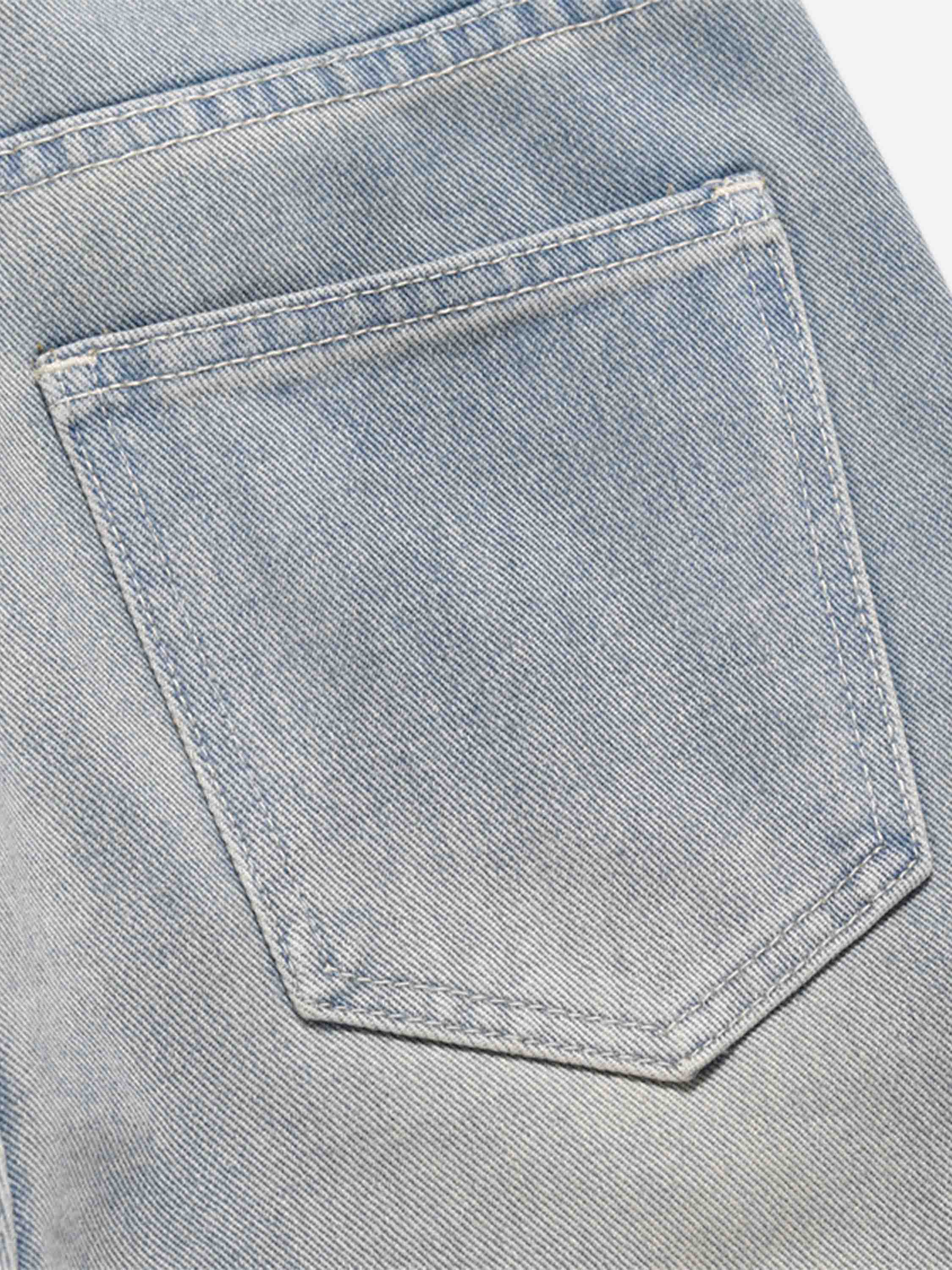 High Street Hip-hop Design Sense Zipper Straight Jeans Nine-point Pants-xxchiefs