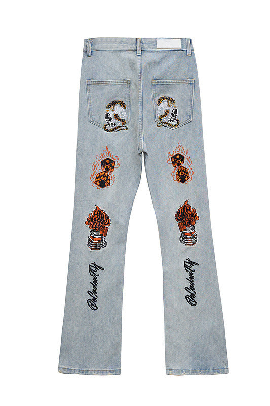 High Street Embroidery Retro Jeans-xxchiefs