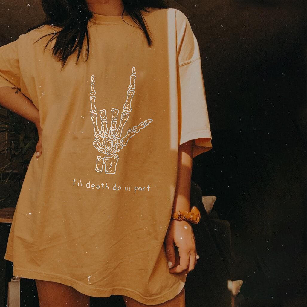 Skull hand and letters print women's T-shirt designer-xxchiefs