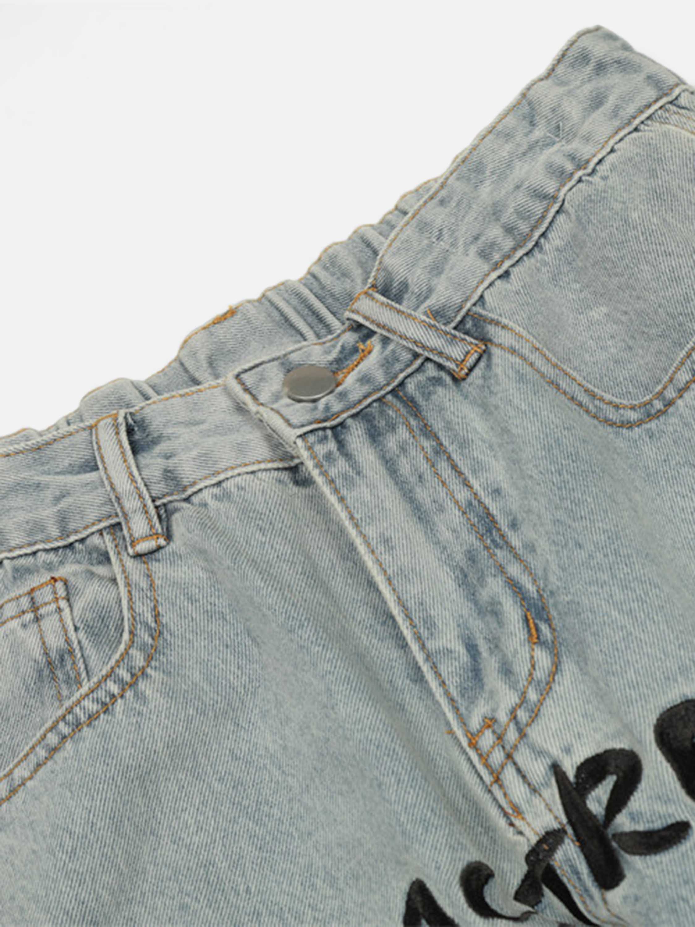 American High Street Color Blocking Wide Leg Jeans-xxchiefs