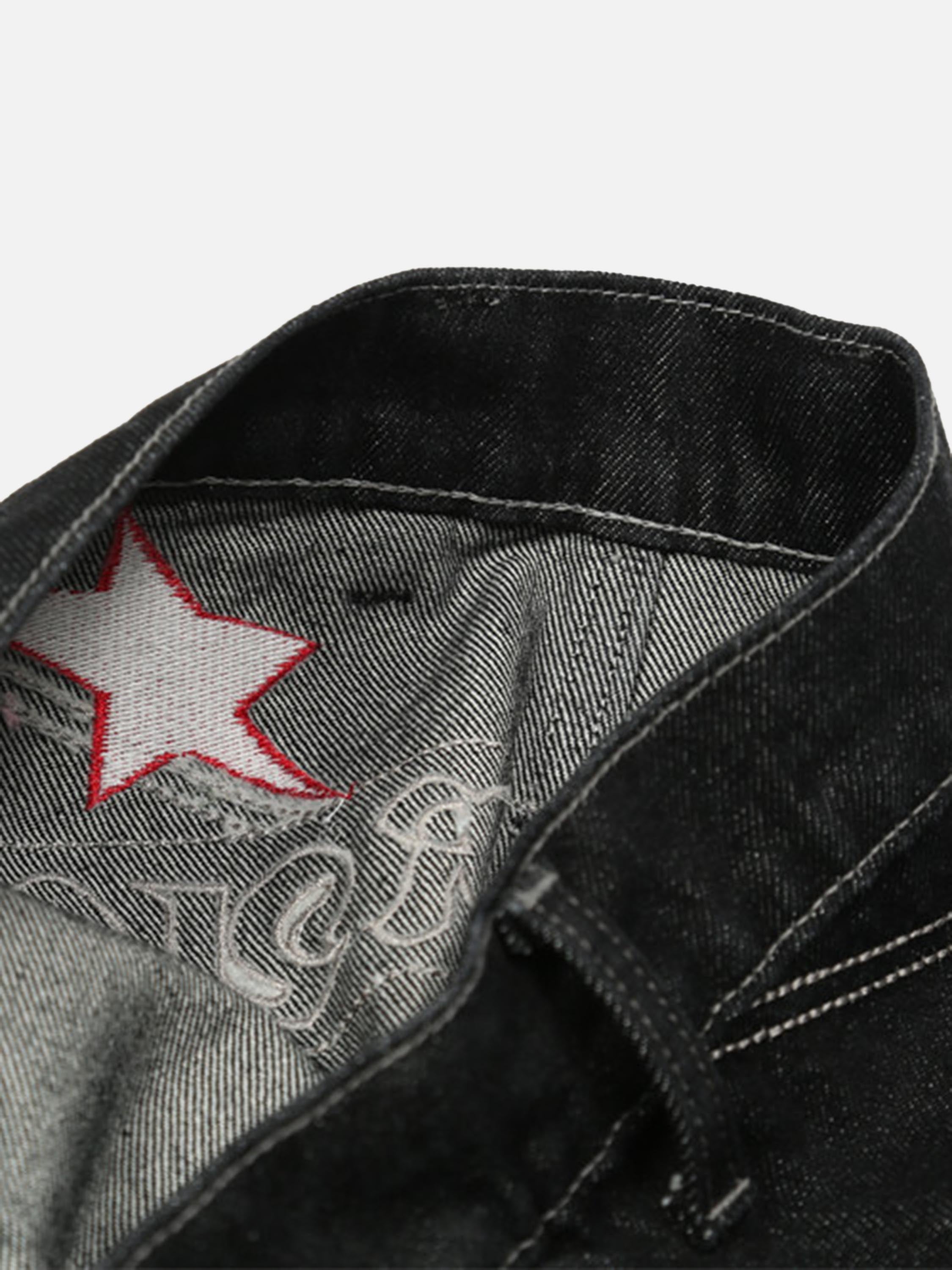 American Letters Embroidered Straight Jeans-xxchiefs