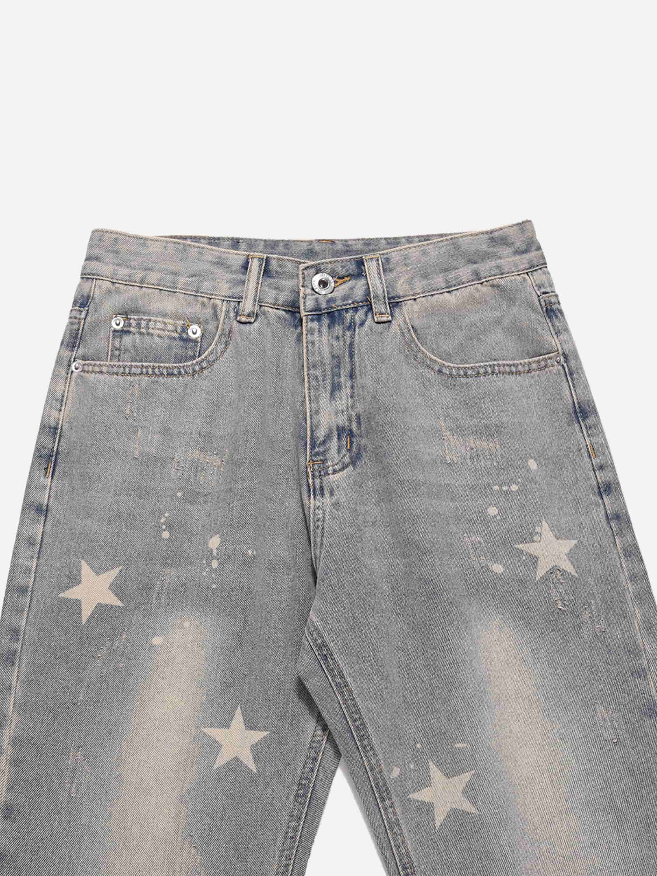 American Street Style Stressed Star Denim Pants - 1472-xxchiefs