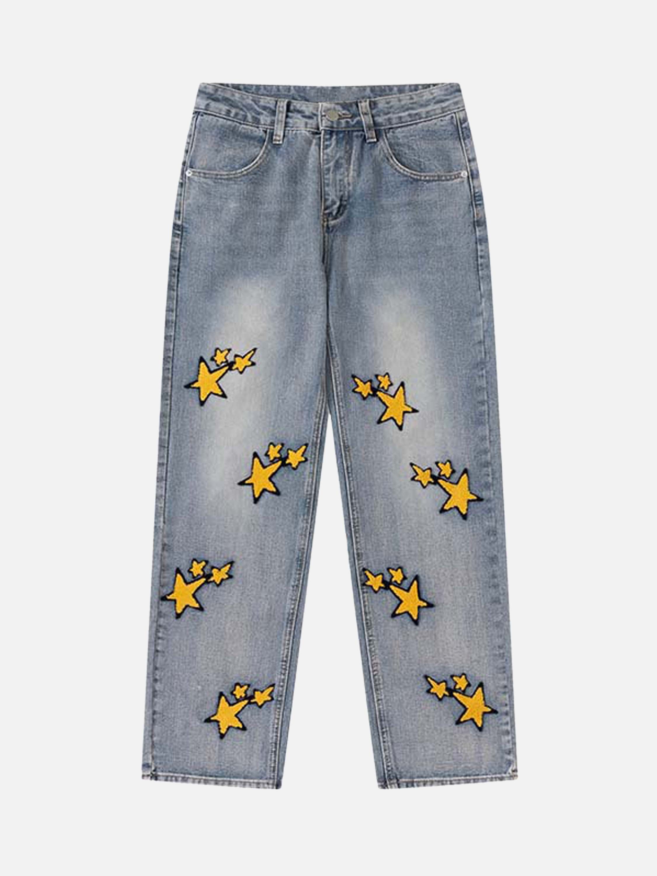 American Vintage Hip-hop Star Flocked Jeans-xxchiefs