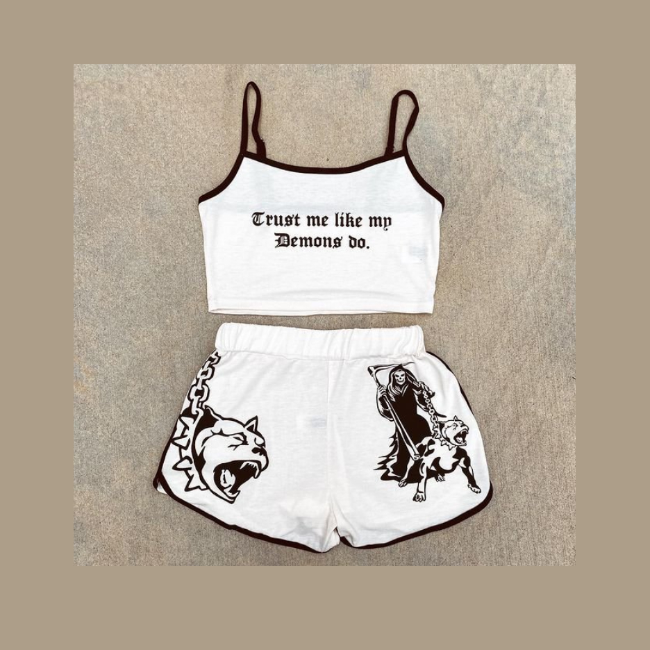 Devil Print Vest Two-piece Suit-xxchiefs