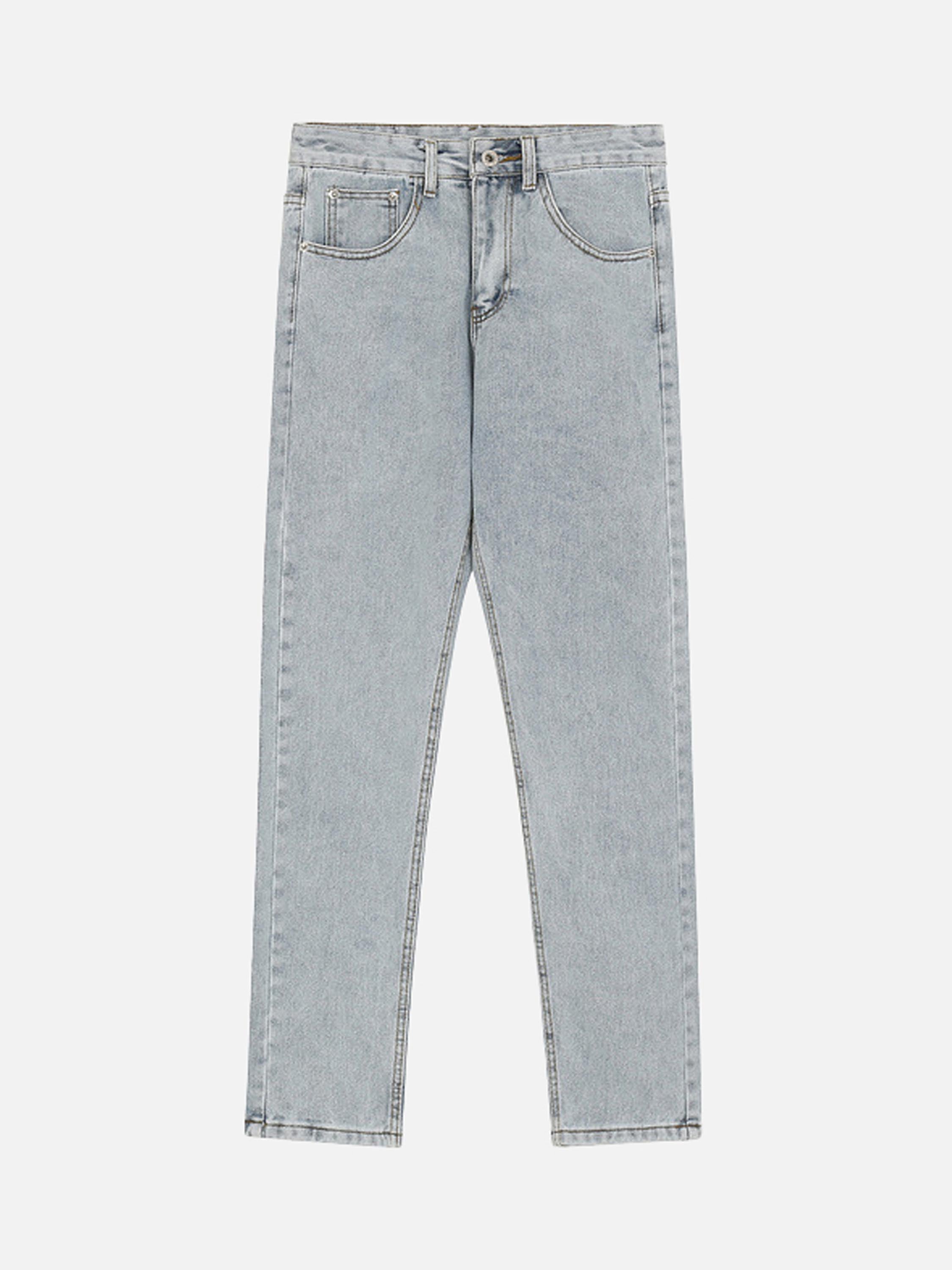 High Street Letter Embroidered Slim-Fit Skinny Jeans-xxchiefs