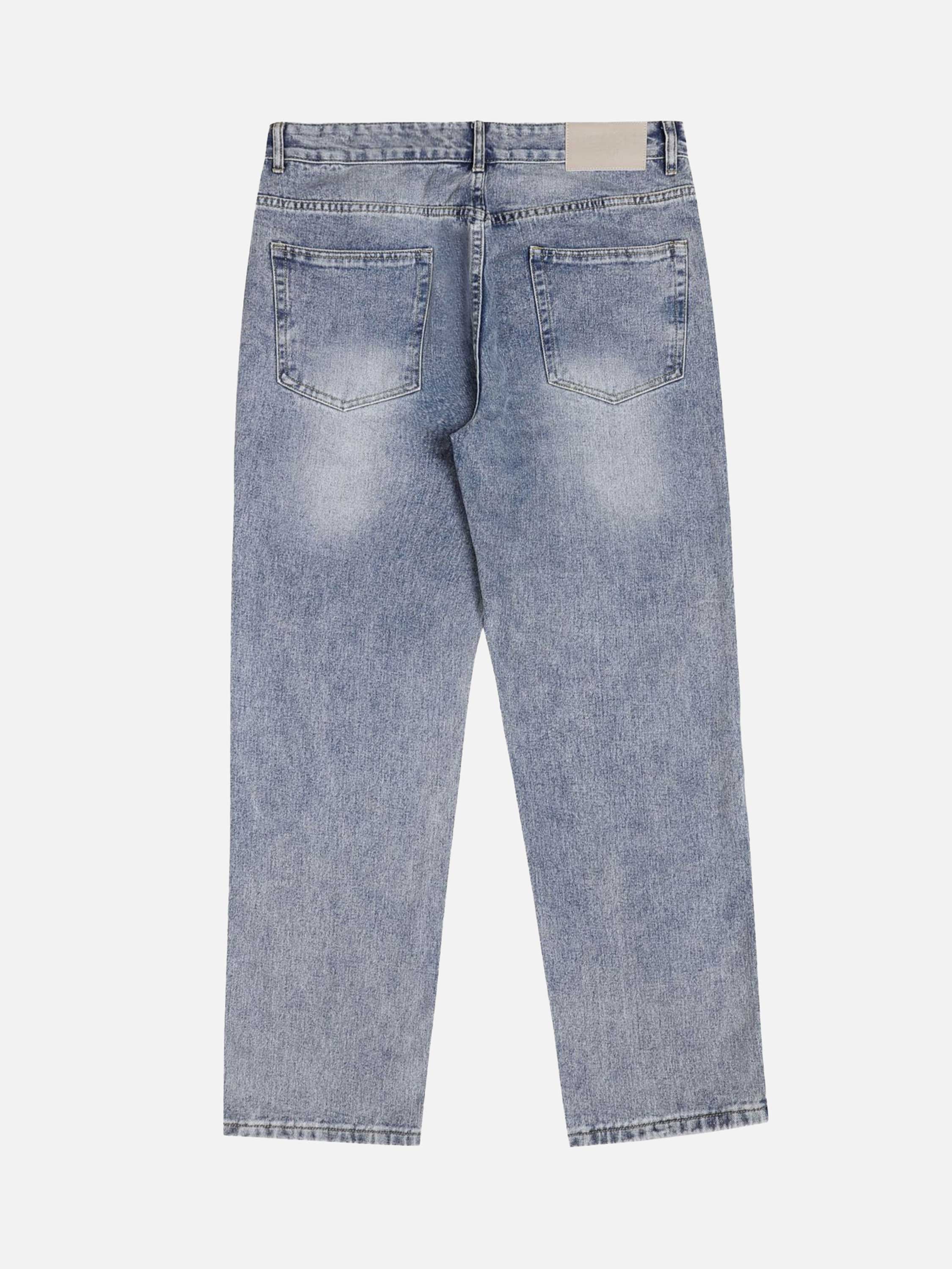 American High Street Embroidered Washed Straight-leg Jeans-xxchiefs