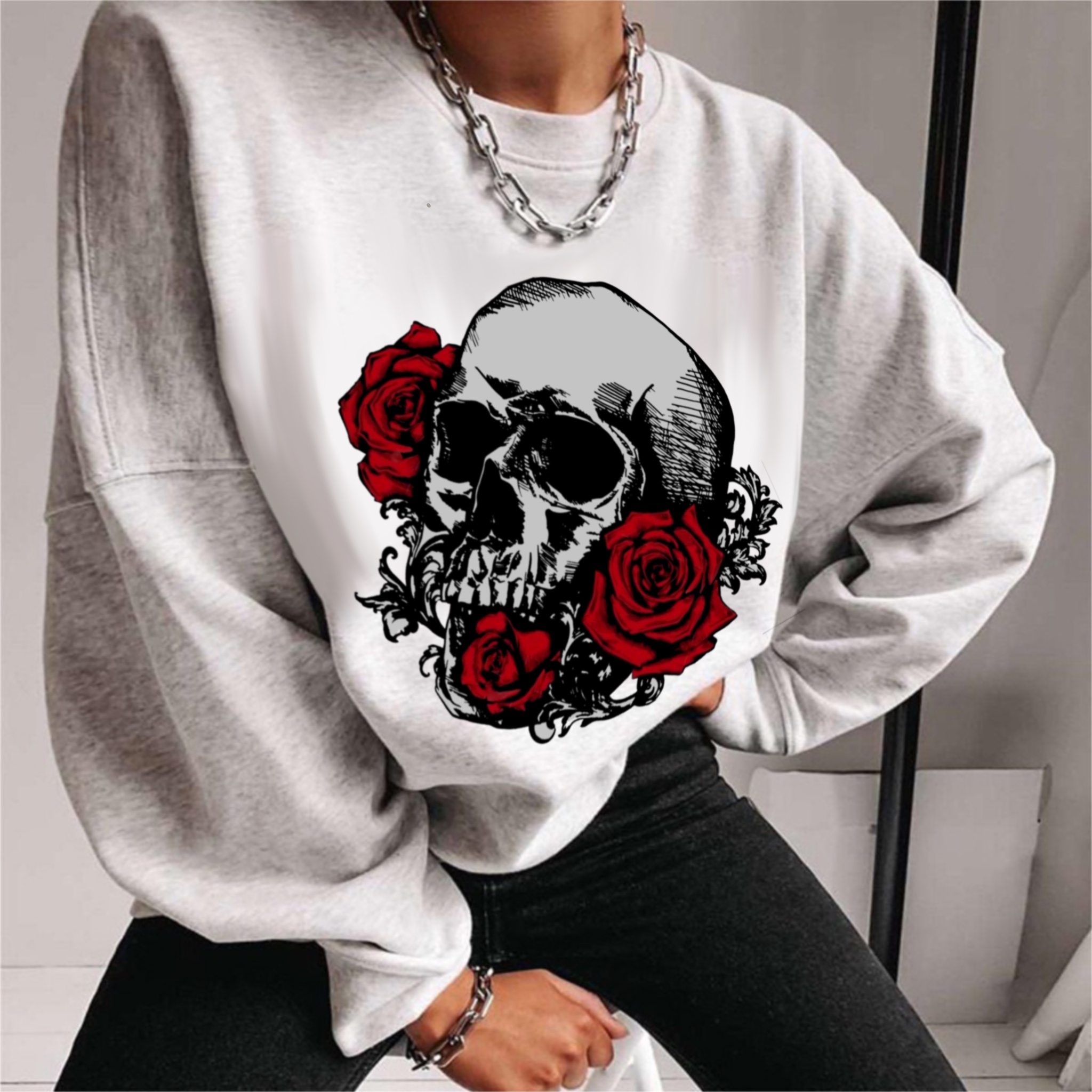Rose Skull Sweatshirt-xxchiefs