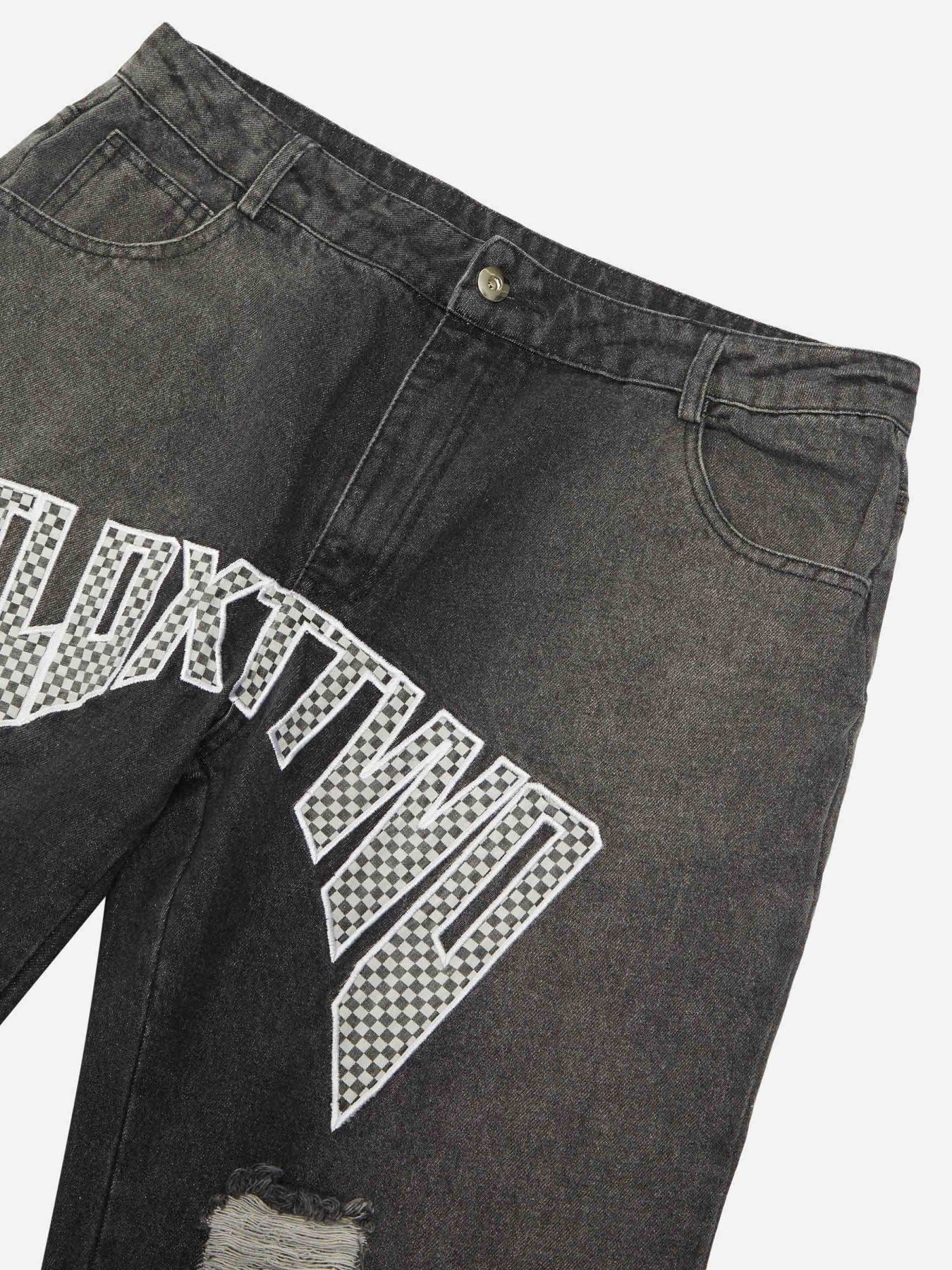 Letter Embroidered Jeans-xxchiefs