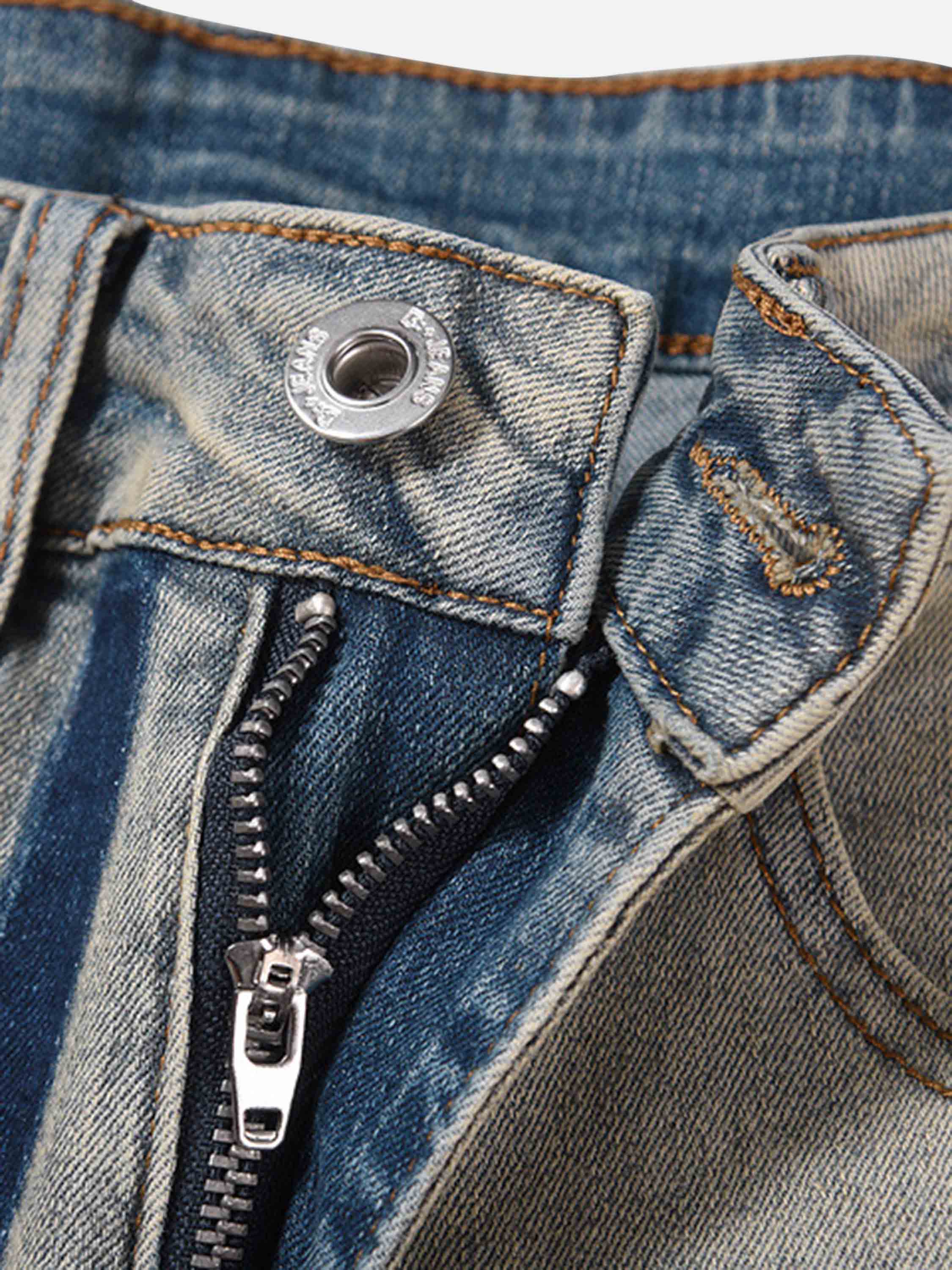 American High Street Washed And Torn Casual Straight Jeans-xxchiefs